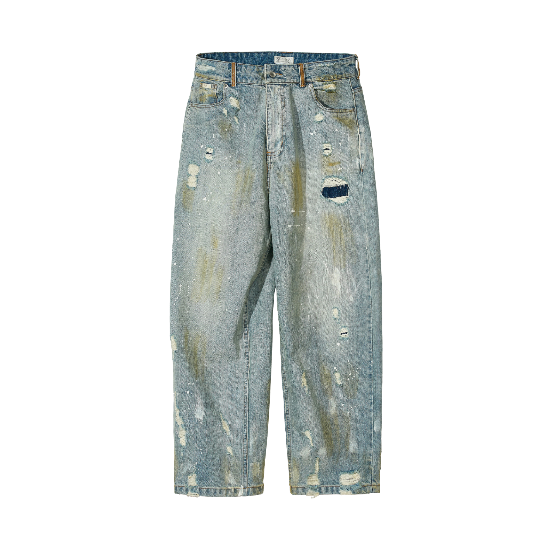 선데이세레머니 디스트레스 재패니즈 데님 진 - 에이징 블루(Sunday Ceremony Distress Japanese Denim Jeans - Ageing Blue)