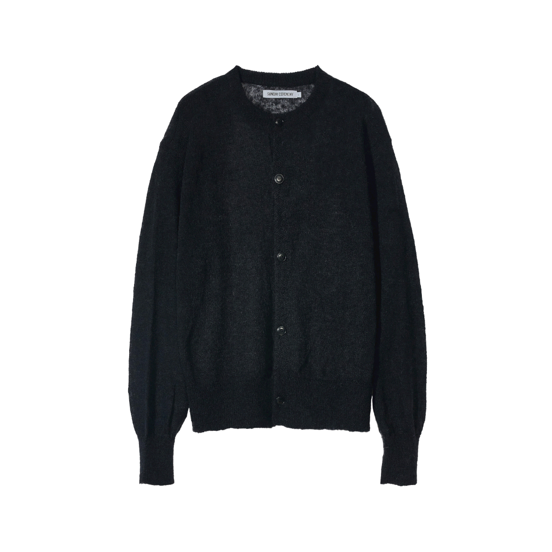 선데이세레머니 쉬어 모헤어 가디건 - 블랙(Sunday Ceremony Sheer Mohair Cardigan - Black)