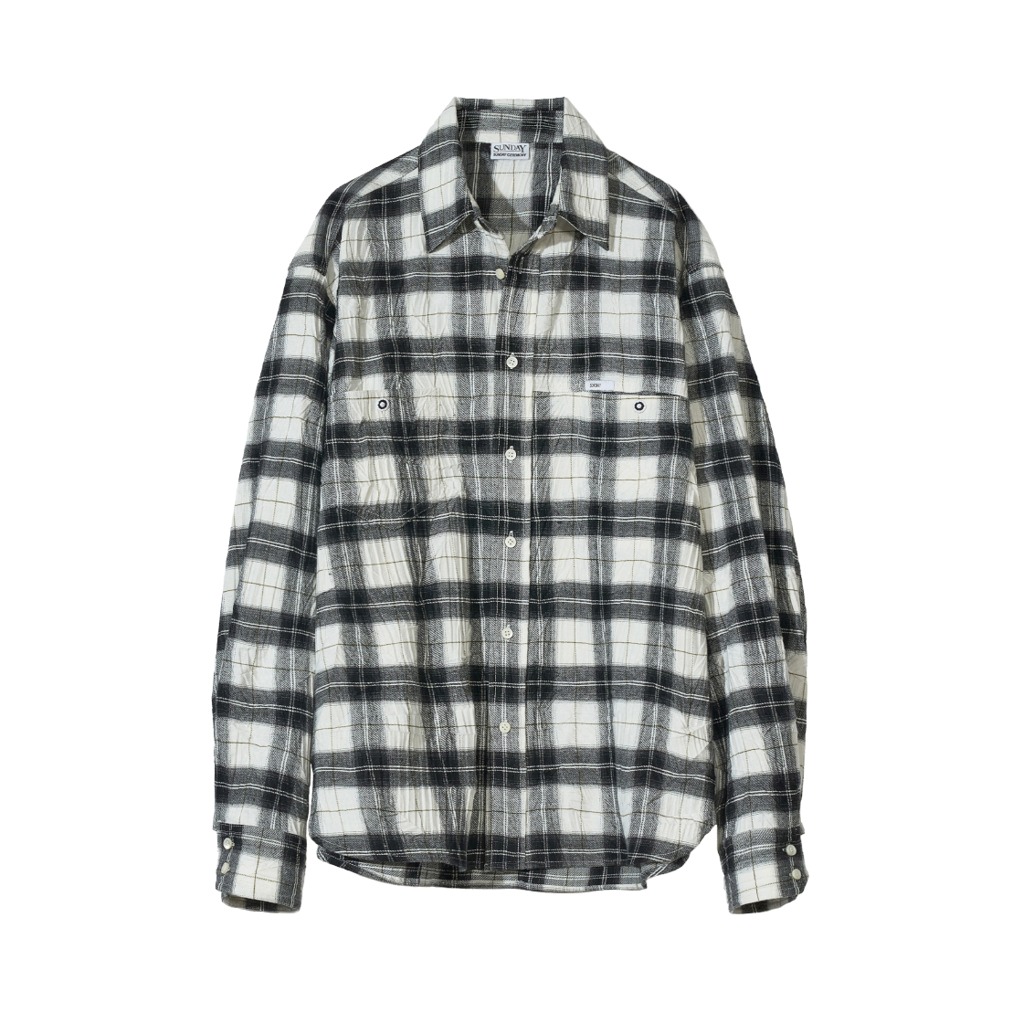 선데이세레머니 링클 체크 셔츠 - 화이트(Sunday Ceremony Wrinkle Check Shirt - White)