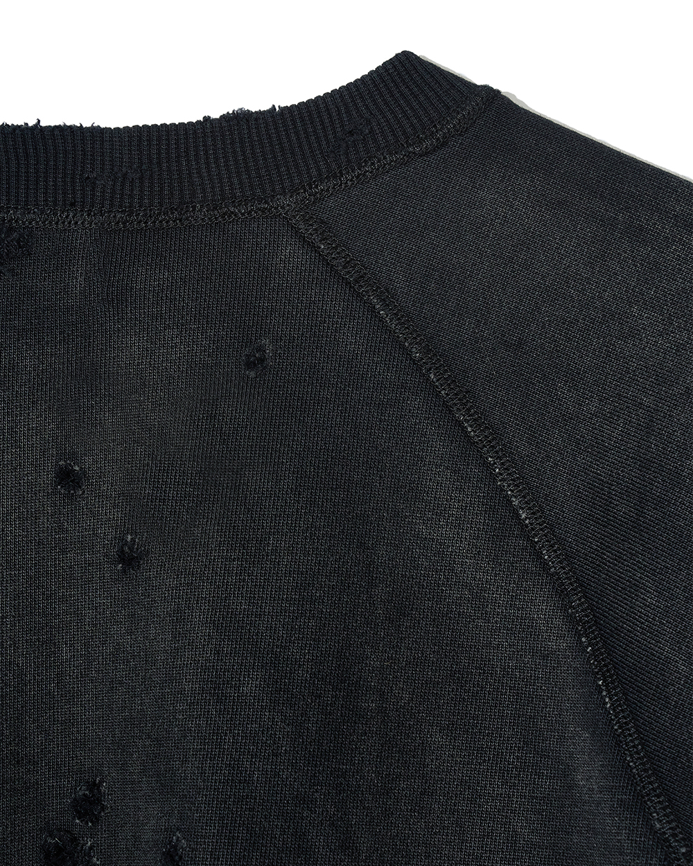 선데이세레머니 디스트레스 워시드 스웻 셔츠 - 블랙(Sunday Ceremony Distressed Washed Sweatshirt - Black) - 6