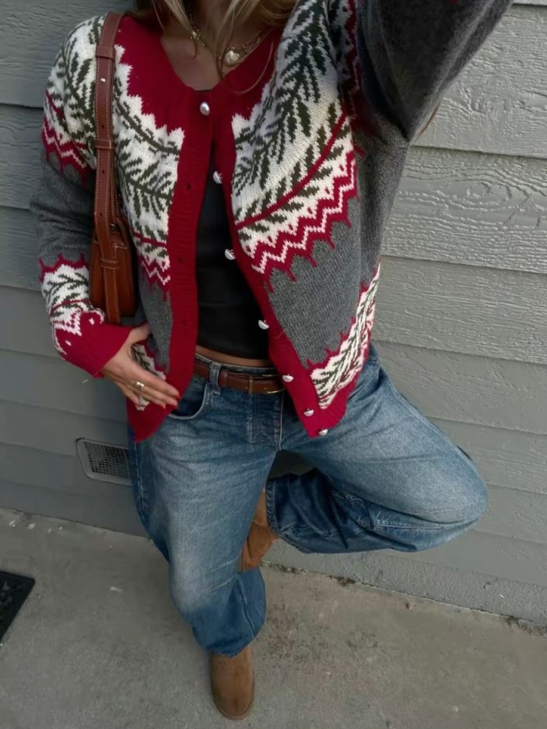 Phyps Dept Yoga Bear Nordic Knit Pink, The North Face Half Dome Nordic Driver's Knit Off White 착용 스타일 - 4