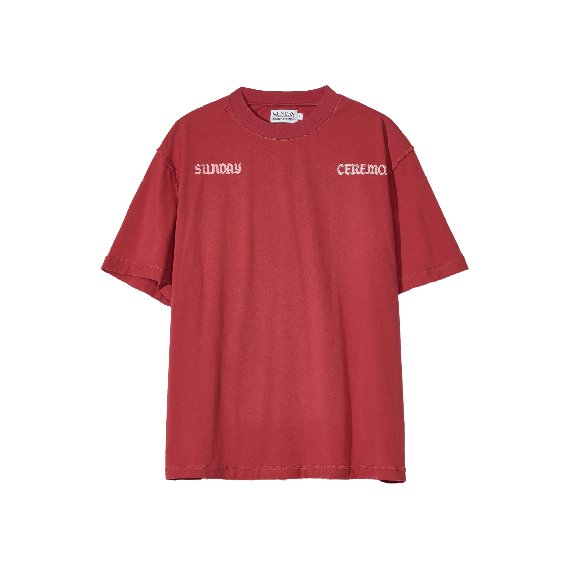 선데이세레머니 프린티드 데미지티 - 레드(Sunday Ceremony Printed Damage Tee - Red)