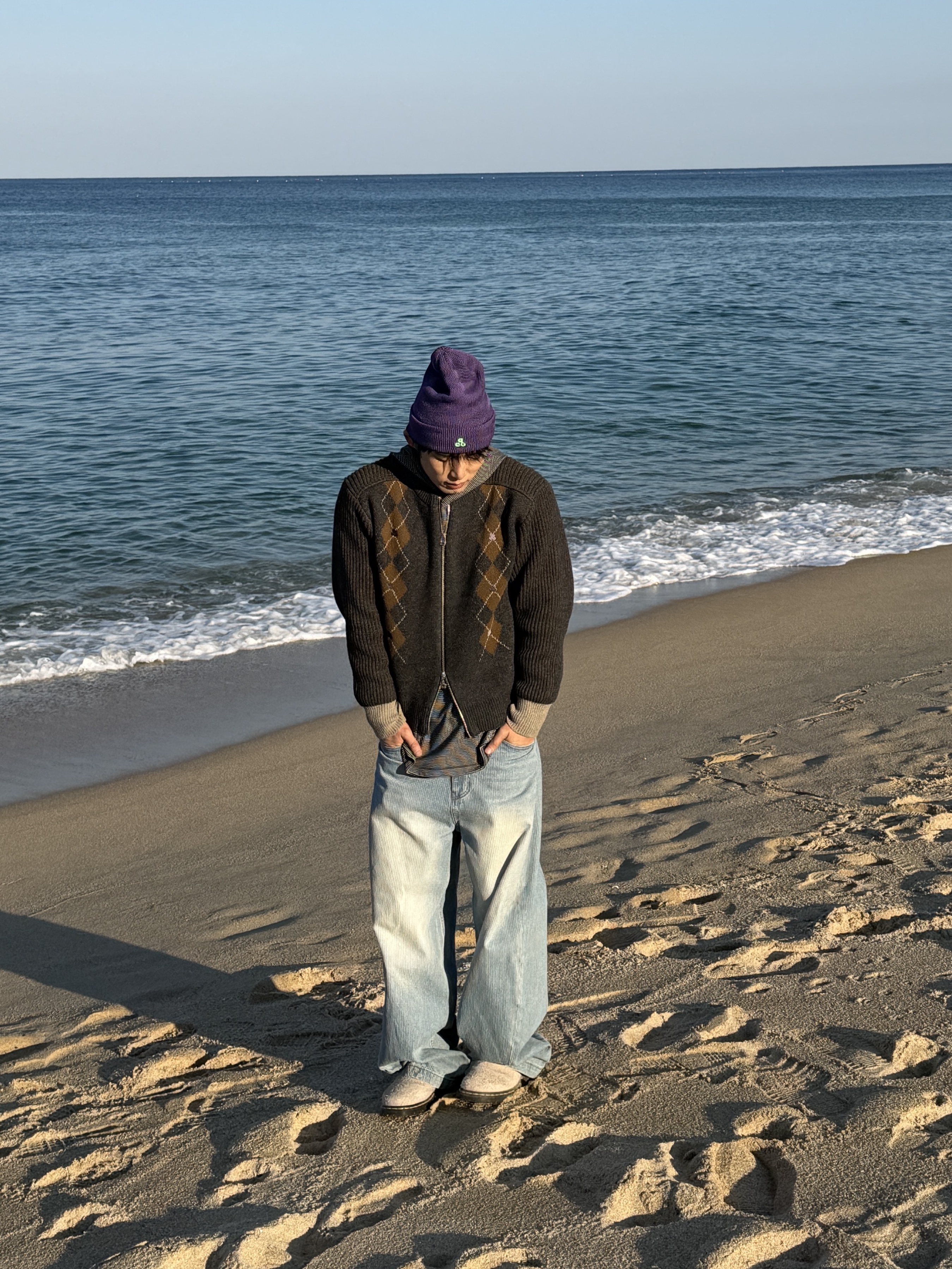 noun Corduroy Denim Pants Light Blue 착용 스타일 - 2