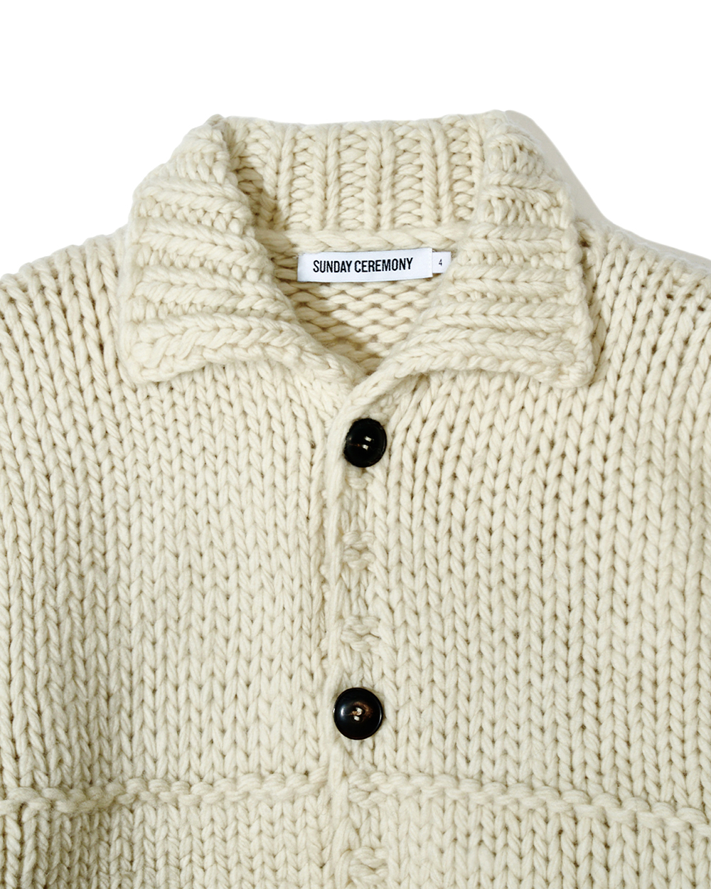 선데이세레머니 울 핸드 니트 트러커 자켓 - 아이보리(Sunday Ceremony Wool Hand Knit Tracker Jacket - Ivory) - 3