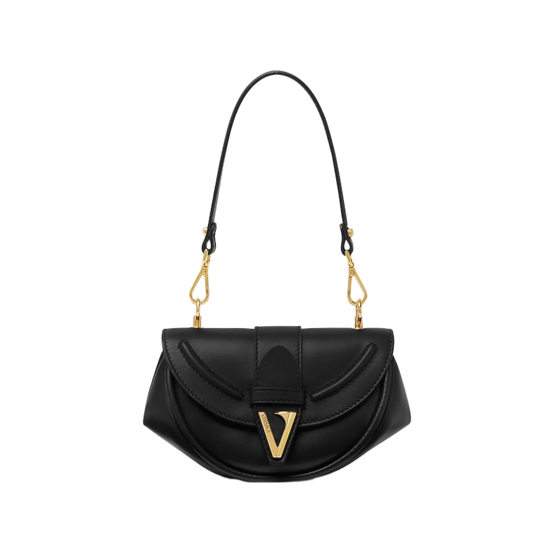 1020089-1A16004-1B00V Versace Virtus Small Leather Shoulder Bag Black Gold