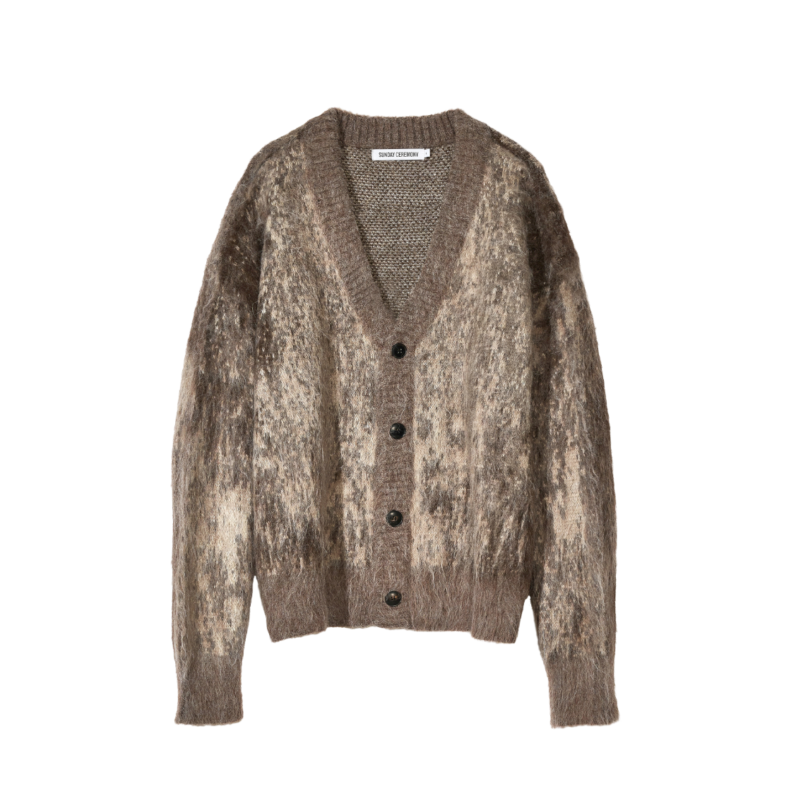 선데이세레머니 그라디언트 자카드 가디건 - 브라운(Sunday Ceremony Gradient Jacquard Cardigan - Brown)