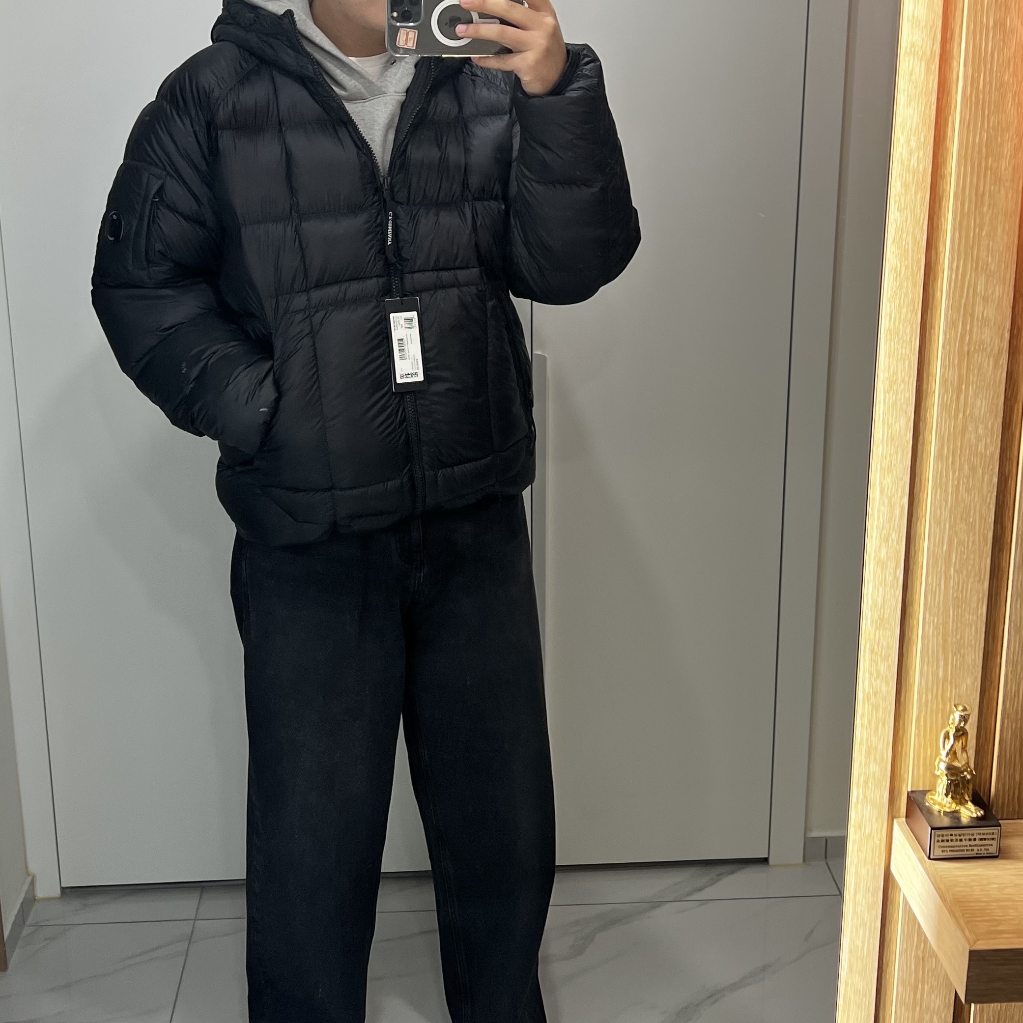 C.P. Company D.D. Shell Hooded Down Jacket Black - 25FW 착용 스타일
