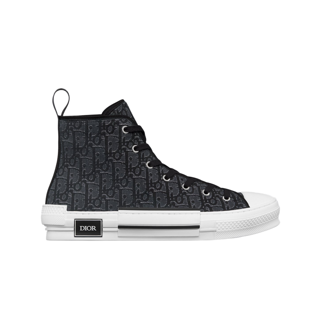 3SH129ABS-H900 Dior B23 League High Top Sneakers Metallic Dior Oblique Jacquard Silver Black