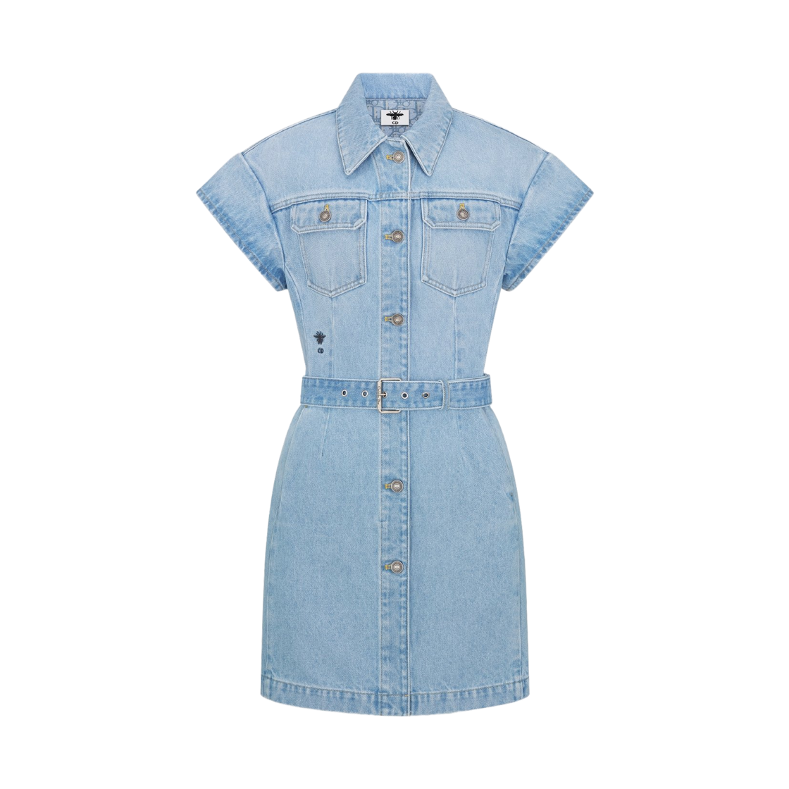 542R93A3088-5803 (W) Dior Dioriviera Short Belted Shirt Dress Light Blue