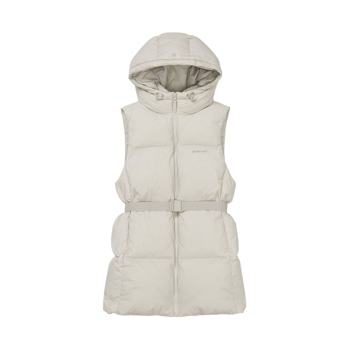 S24WWTDV03LE (W) Snow Peak Tipico Hooded Belted Down Vest Light Beige