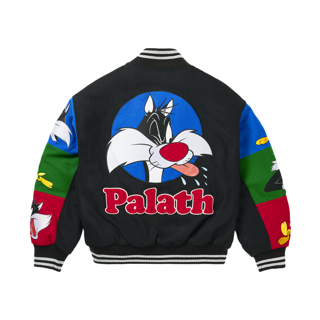 팔라스 x 어그 x 루니 툰 바시티 자켓 블랙 - 25FW(Palace x UGG x Looney Tunes Varsity Jacket Black - 25FW)