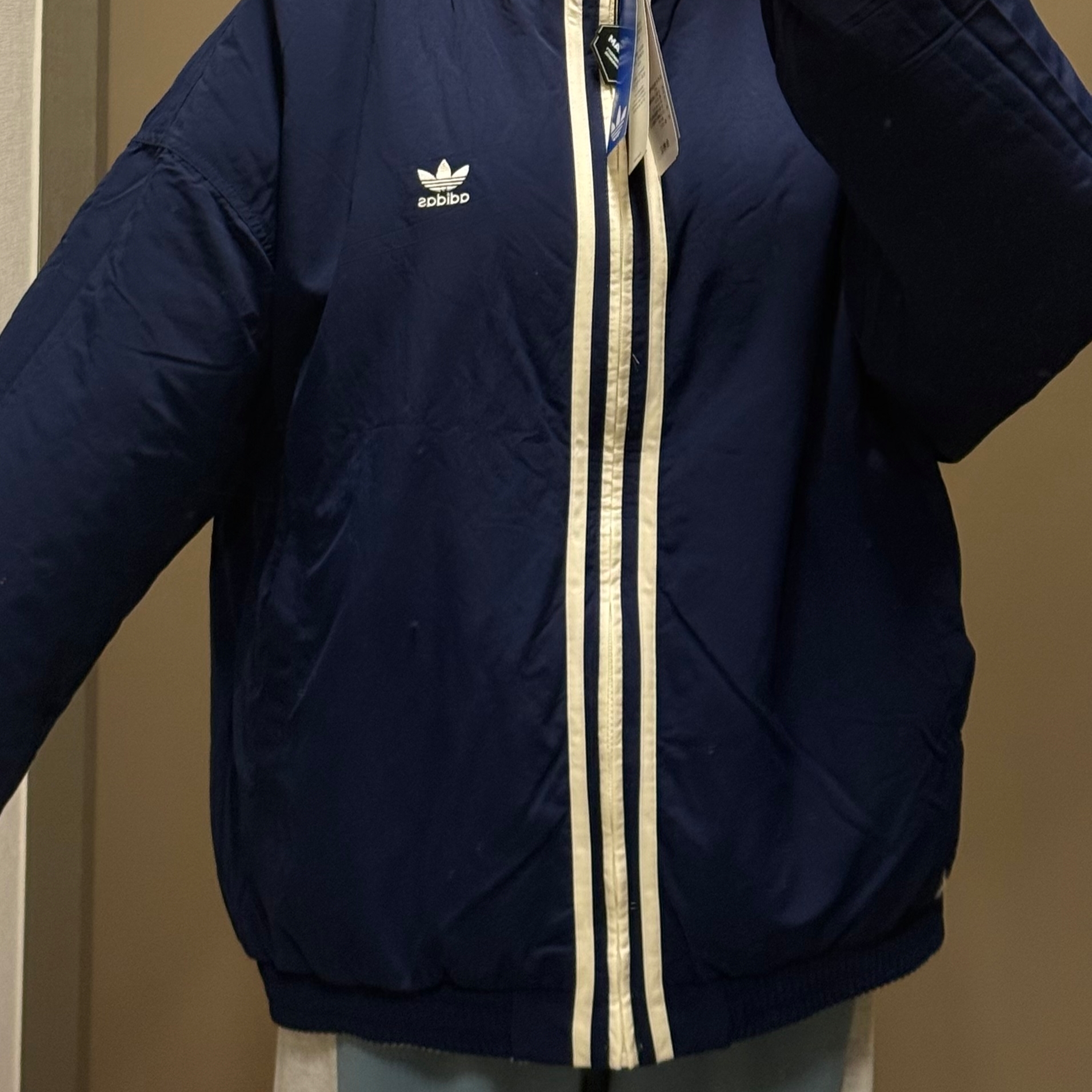 Adidas Team Reversible Padded Jacket Cream White - KR Sizing 착용 스타일 - 3