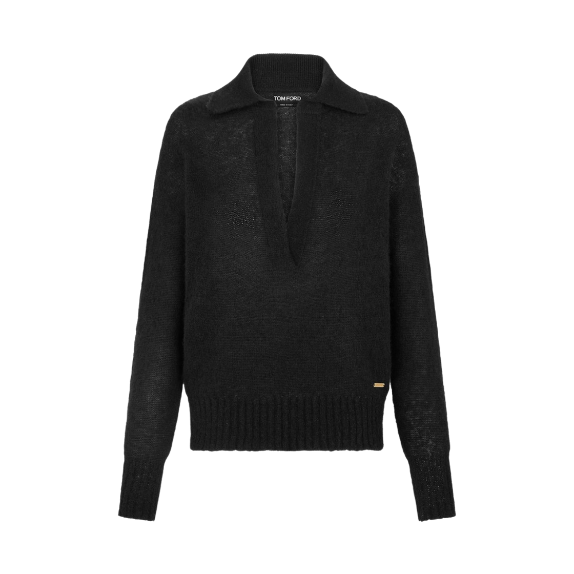 MAK1391-YAX921-LB999 (W) Tom Ford Long Sleeve Cashmere Silk Polo Black