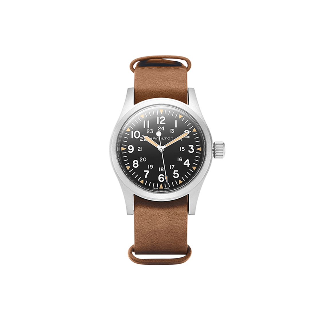 H69439531 [13% 쿠폰] Hamilton Khaki Field Mechanical 38mm Cow Leather Brown Black