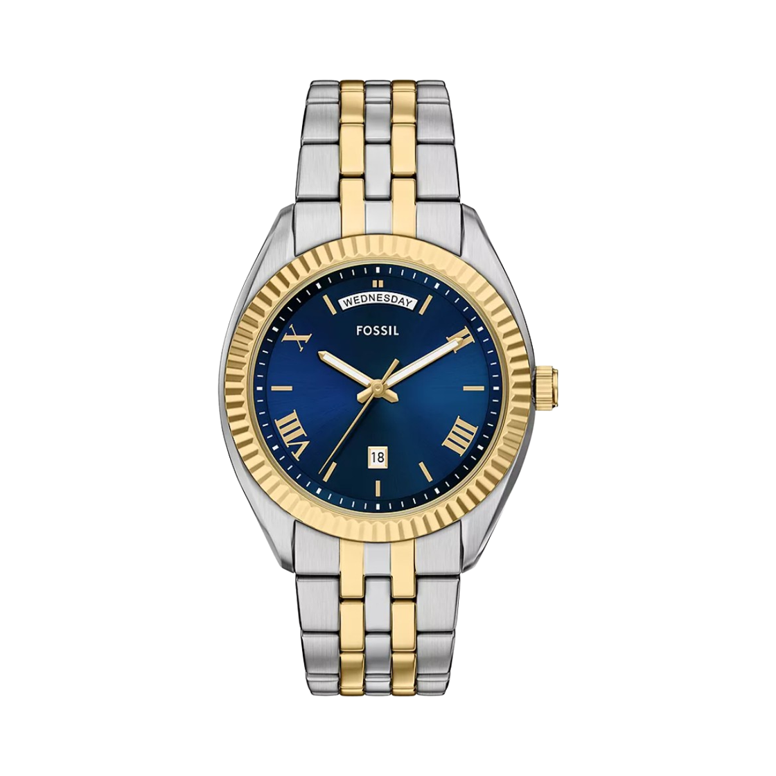 FS6141 Fossil Campbell Quartz Three-Hand Day-Date 42mm Two-Tone Stainless Steel Gold Silver