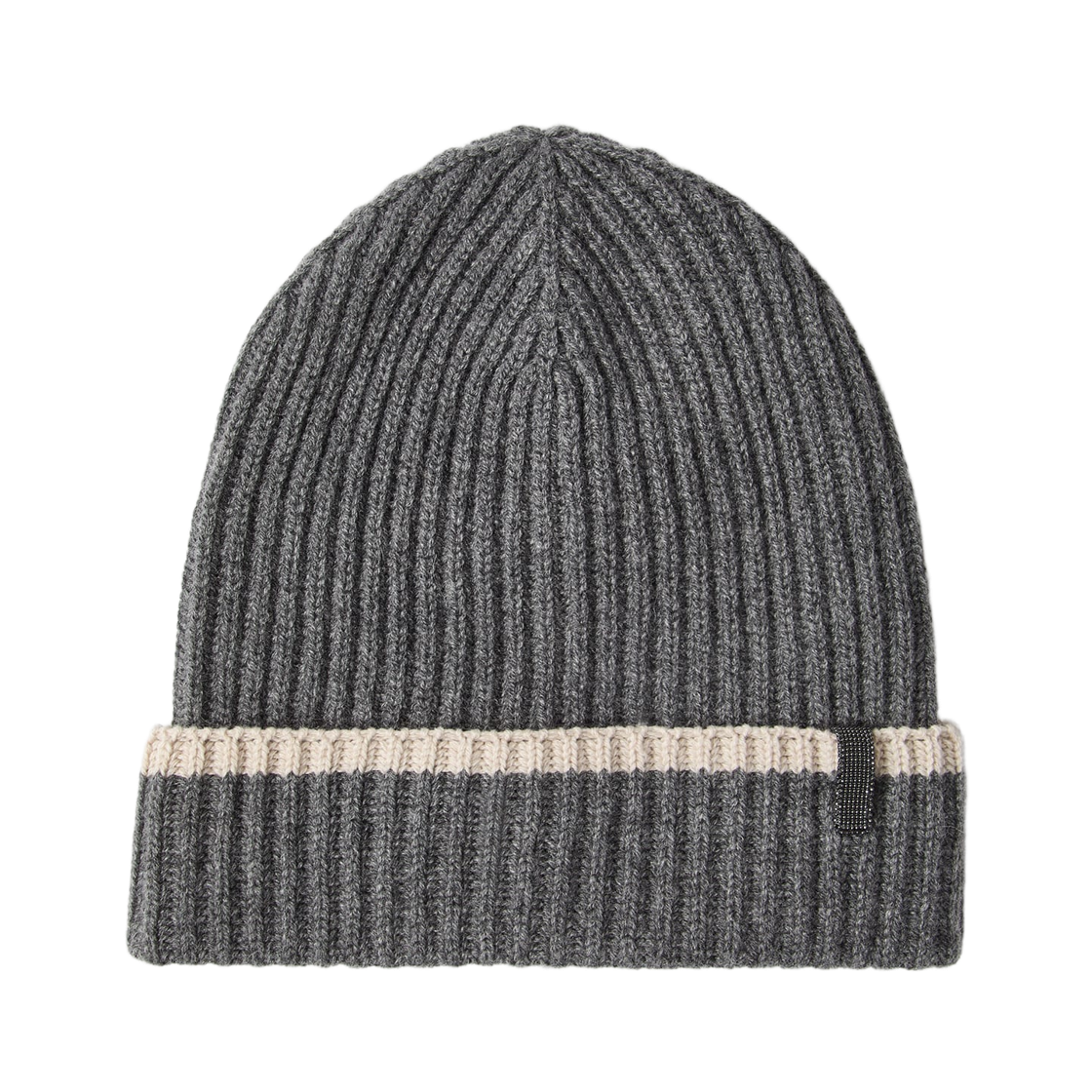 M12504979-CGF16 (W) Brunello Cucinelli Cashmere English Rib Beanie Medium Grey