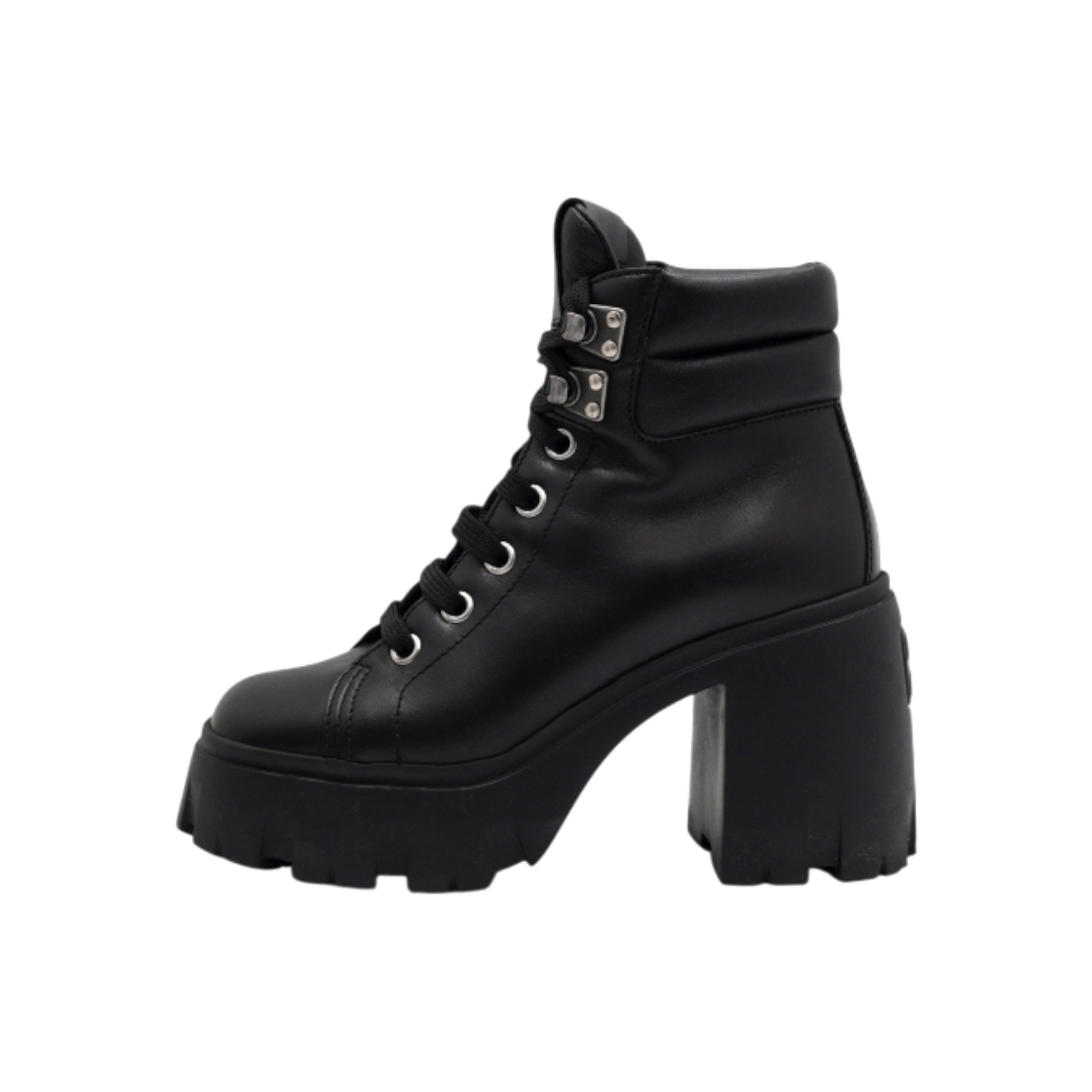 ITNPRSFUNWQ3 Miu Miu Black Chunky Rubber Lace-Up Women's Walker Boots 22SS