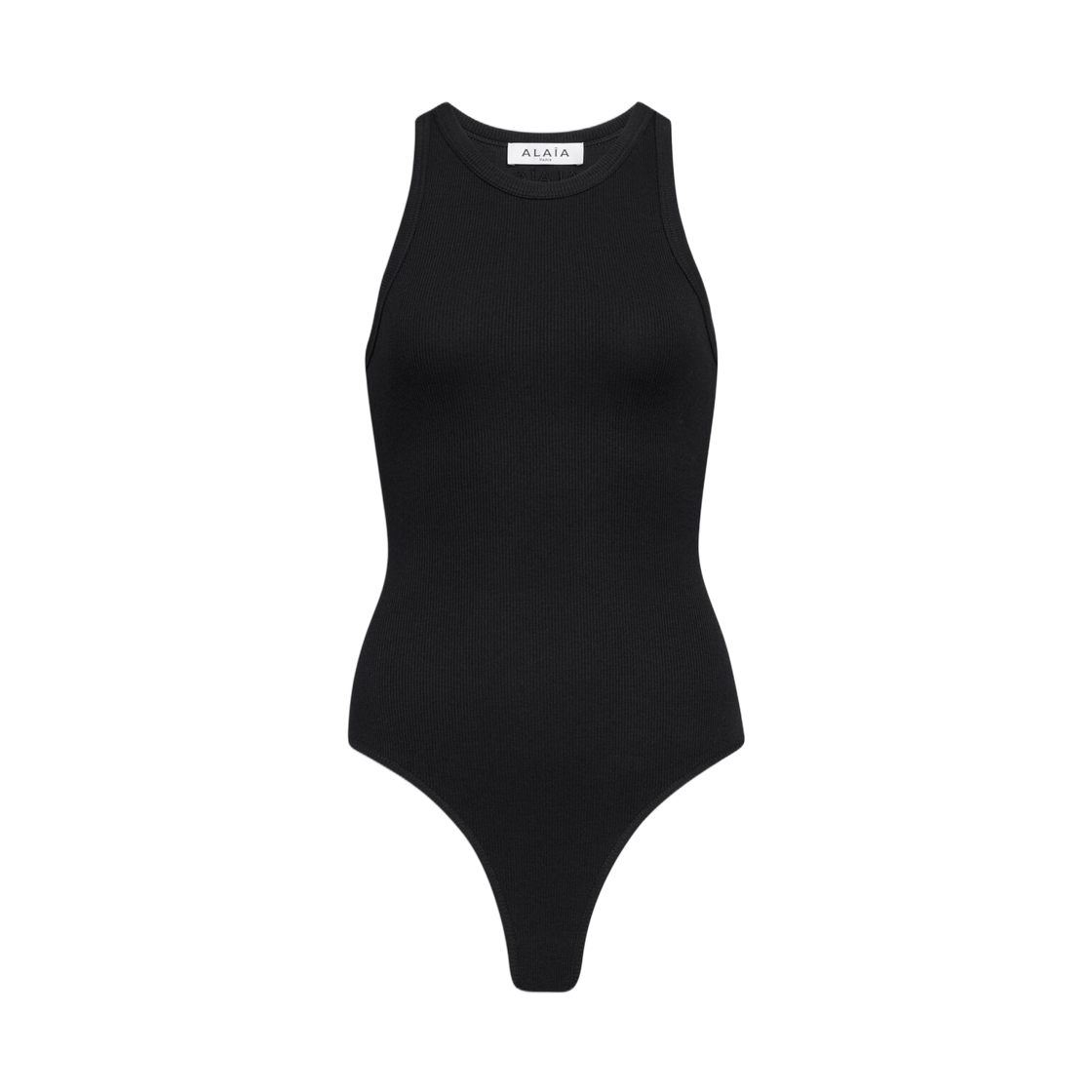 (W) 알라이아 스컬프팅 립 저지 바디수트 블랙((W) Alaia Sculpting Rib Jersey Bodysuit Black)