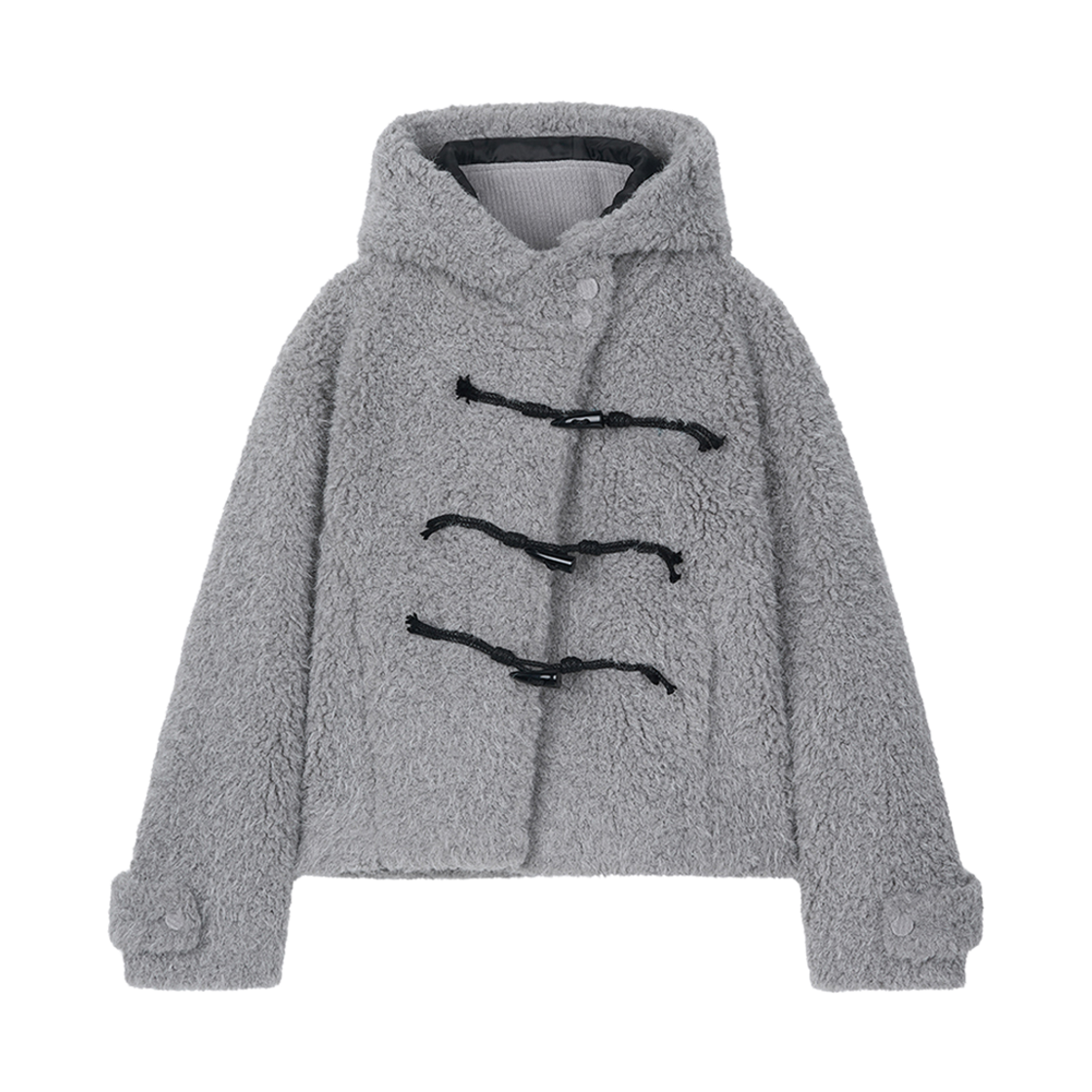 솜속 프레이 후디드 더플 퍼 코트 그레이(SOMSOC Frei Hooded Duffle Fur Coat Grey)