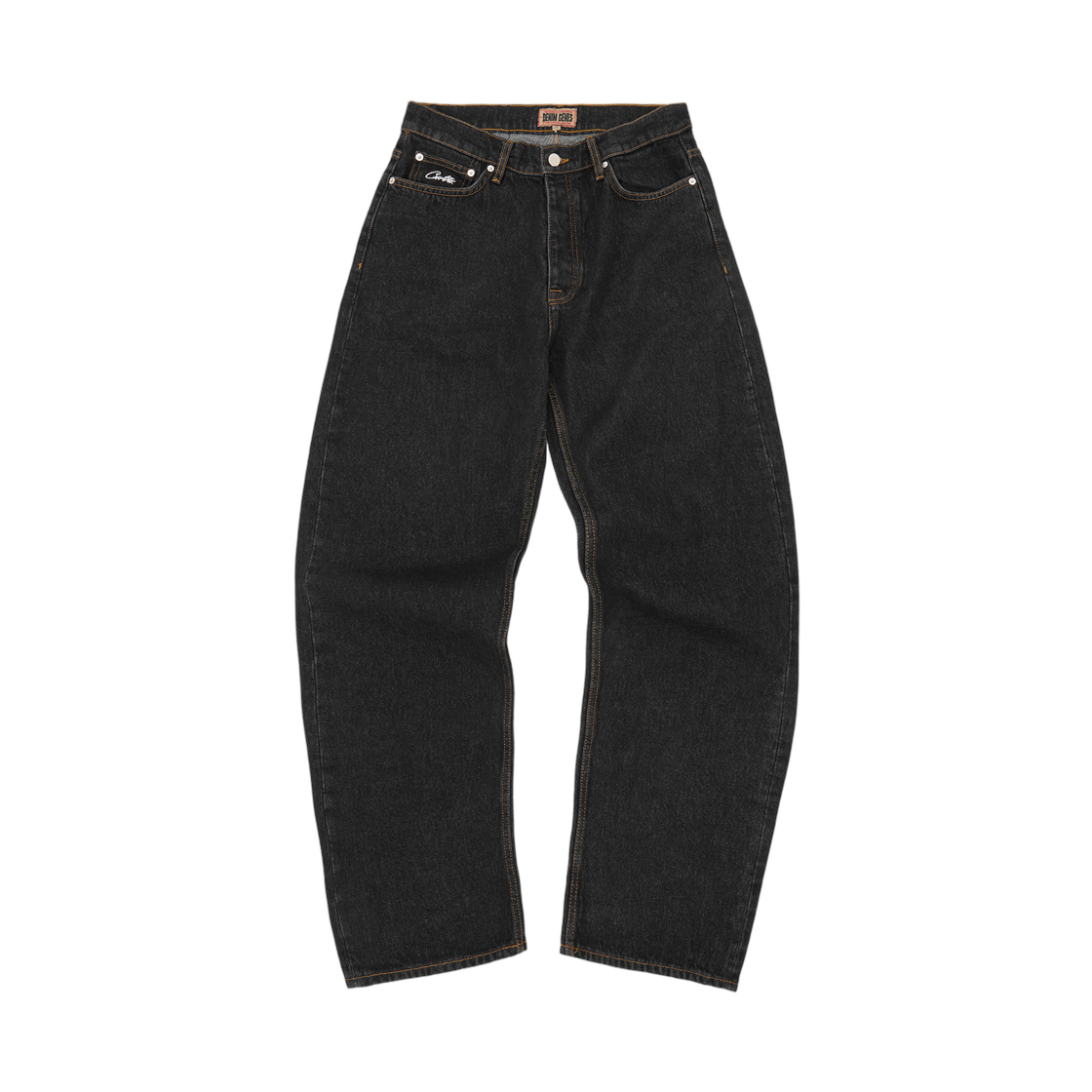 - Corteiz Crest Chainstitch Baggy Jeans Washed Black