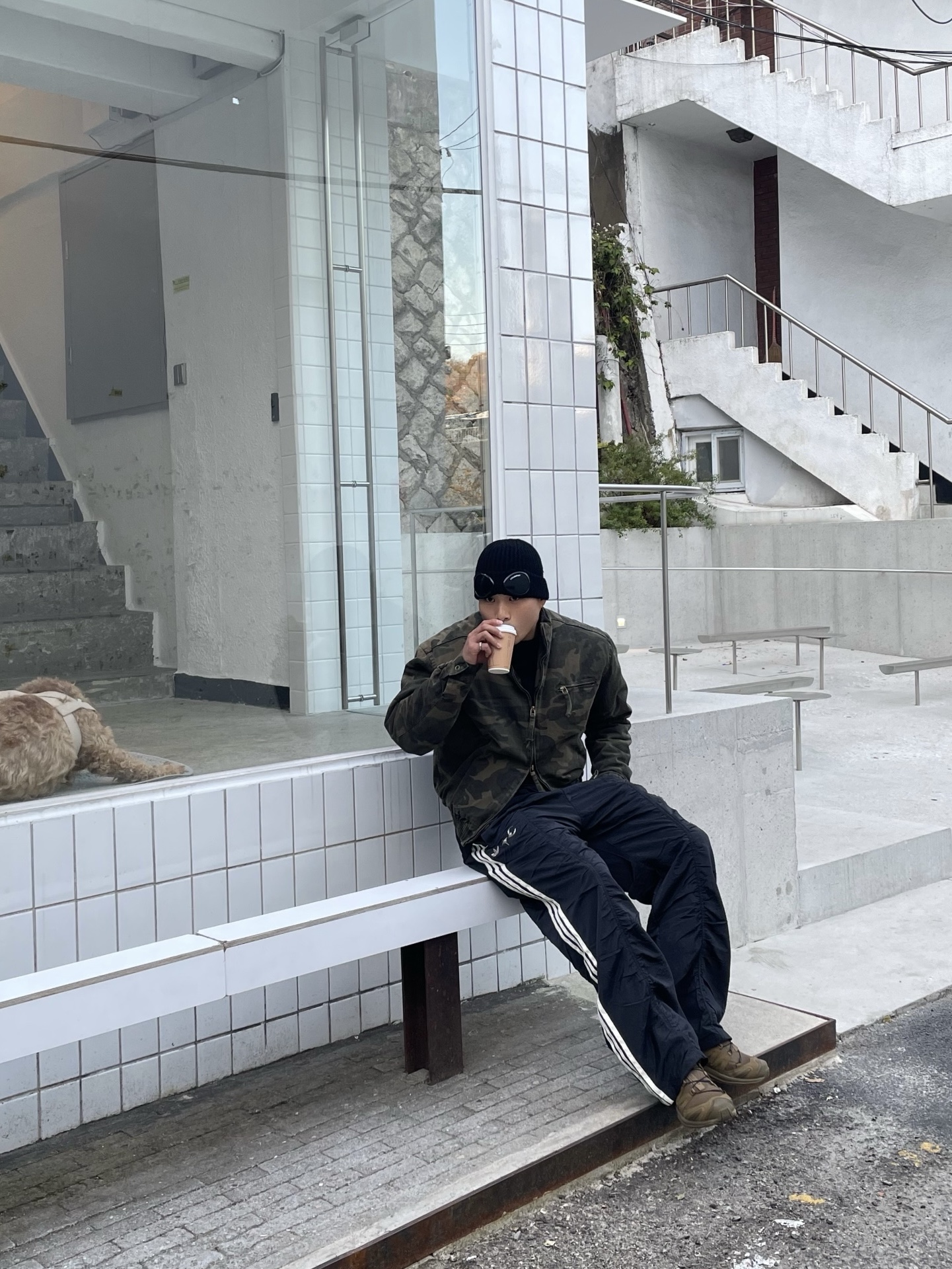 Adidas x Thug Club Woven Trackpants Black Silver Metallic - KR Sizing, C.P. Company Extra Fine Merino Wool Goggle Beanie Black - 24FW 착용 스타일 - 2