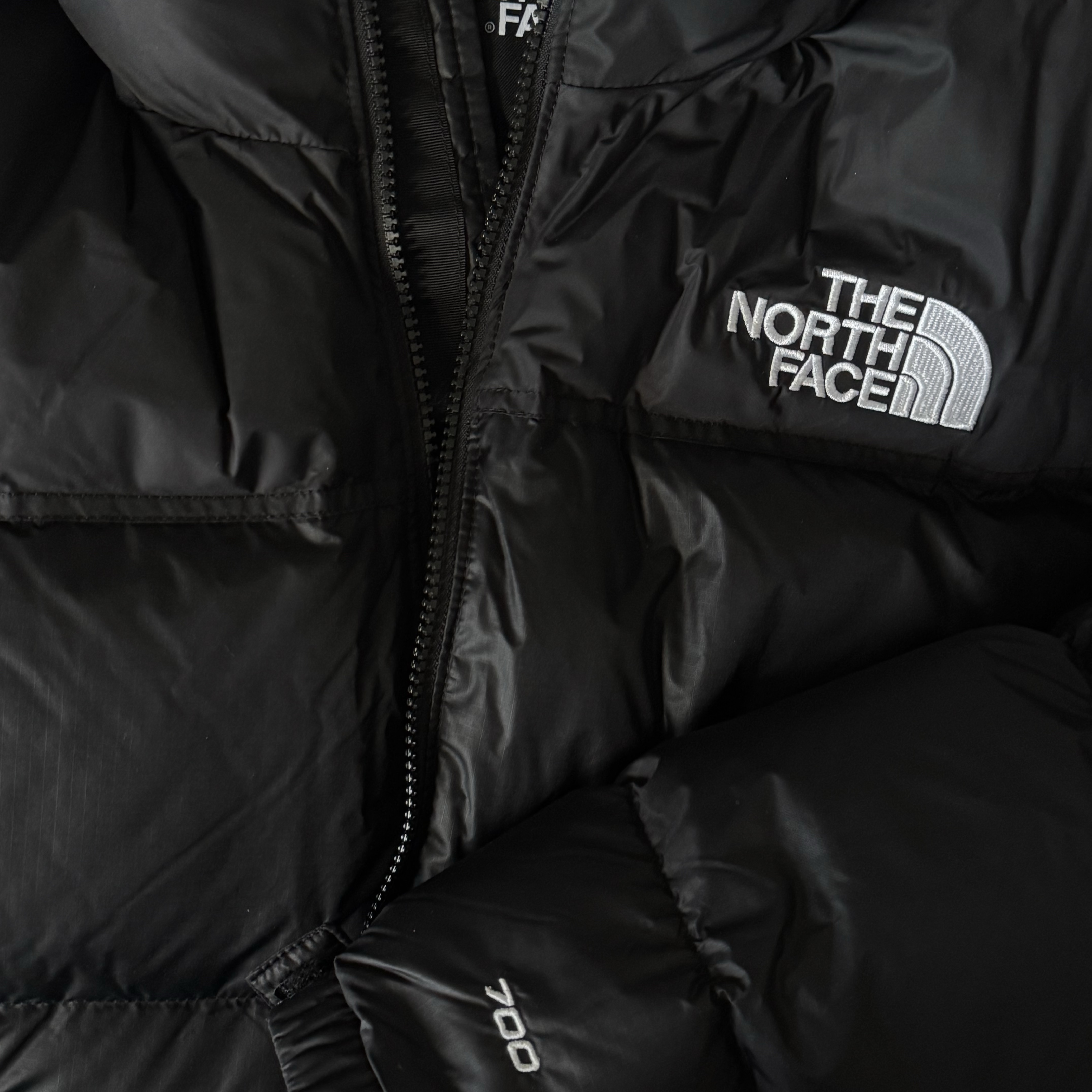 (W) The North Face 1996 Retro Nuptse Jacket Recycled TNF Black 착용 스타일