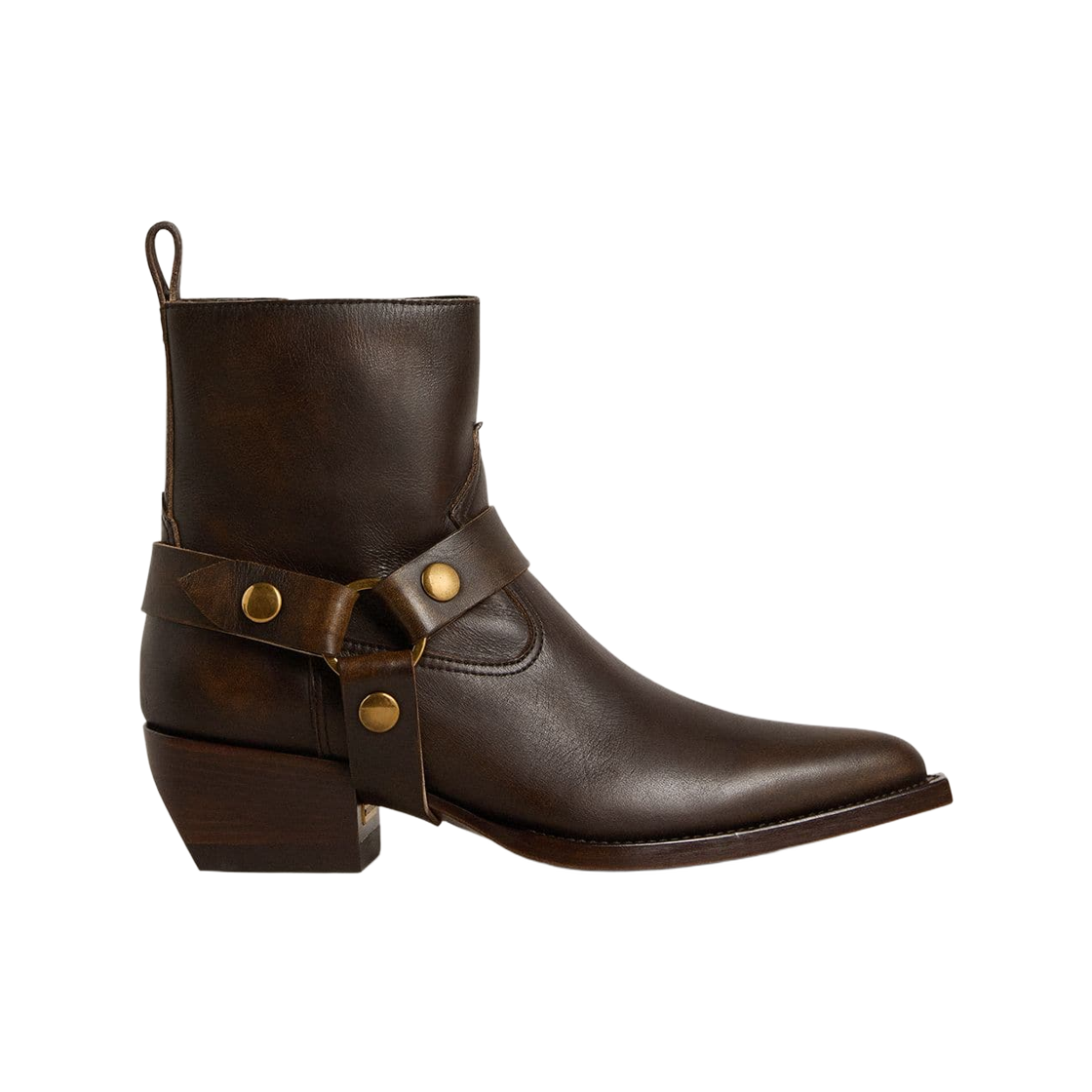 (W) 골든구스 리무버블 버클 로우 데비 레더 부츠 다크 브라운((W) Golden Goose Low Debbie Leather Boots with Removable Buckle Dark Brown) - 1