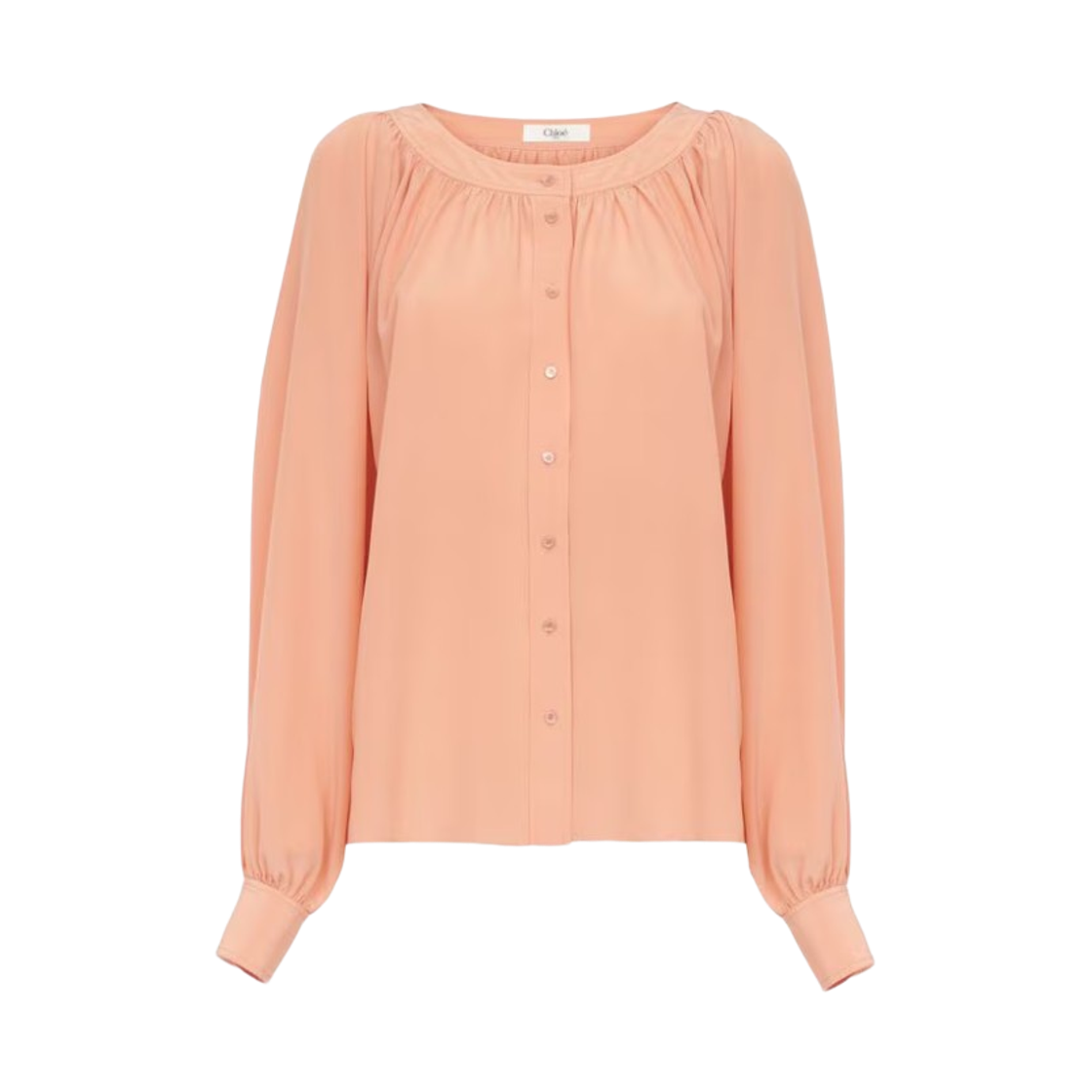 CH25UHT62125266 (W) Chloe Scoop Neck Blouse in Crepe De Chine Blushy Pink
