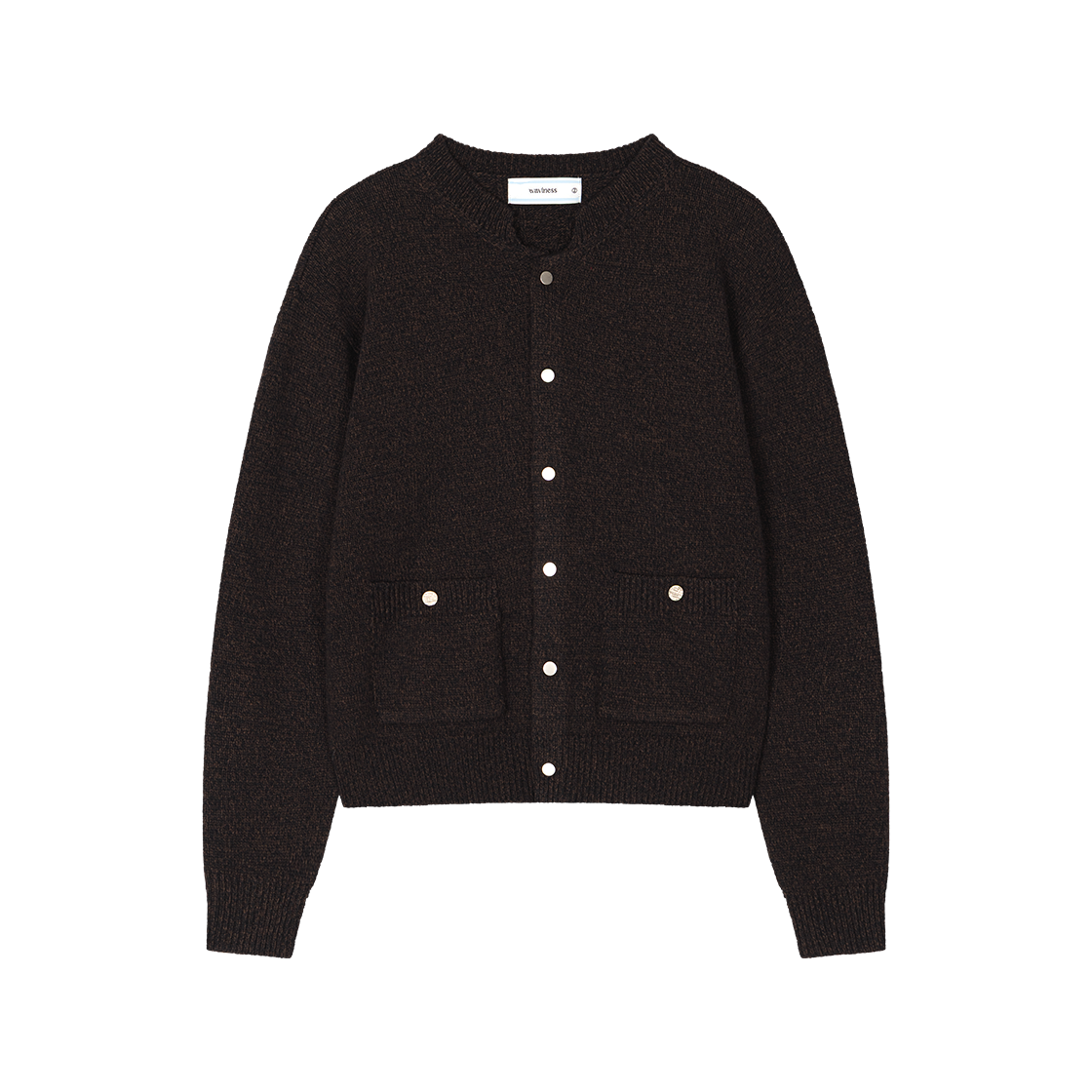 웨이비니스 바시티 라인 가디건 브라운(Waviness Varsity Line Cardigan Brown)
