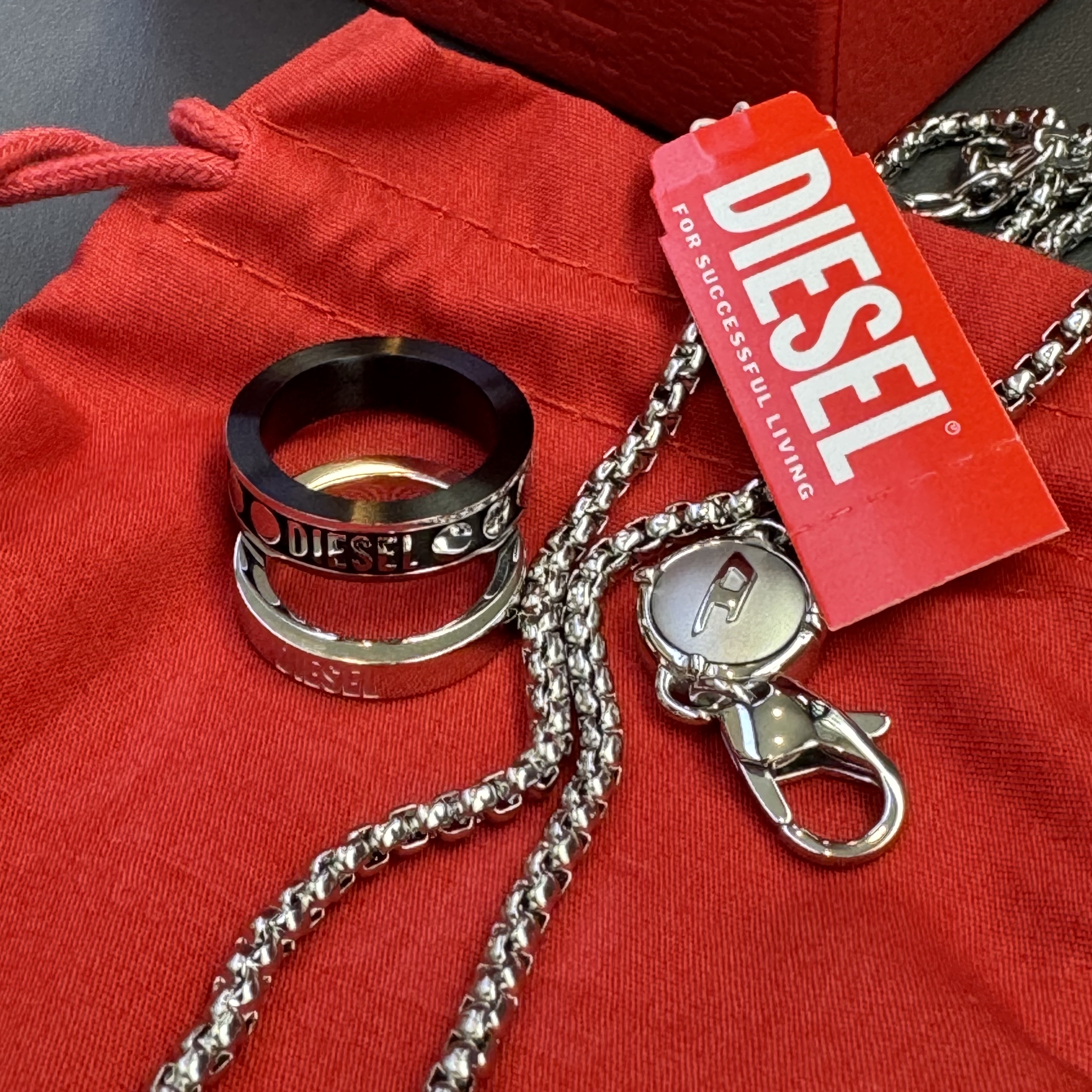 Diesel Dx1168040 Stainless Steel Double Pendant Necklace Silver 착용 스타일