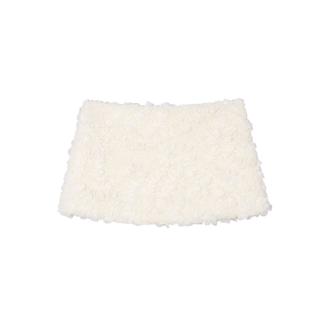WTC039 UGLYHSHADOW Ruffled Fur Mini Skirt Ivory