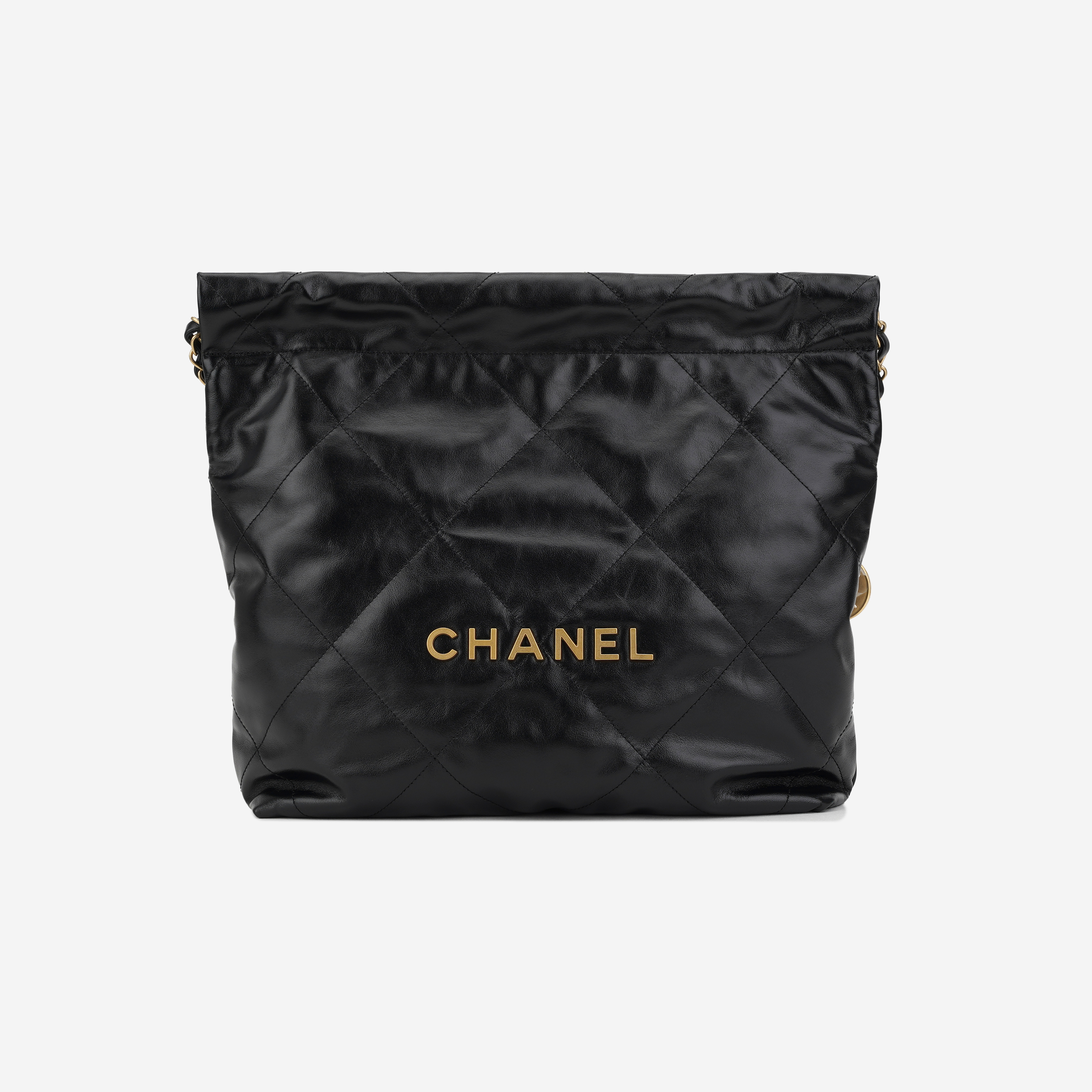 Chanel 22 Small Handbag Shiny Calfskin & Gold Black