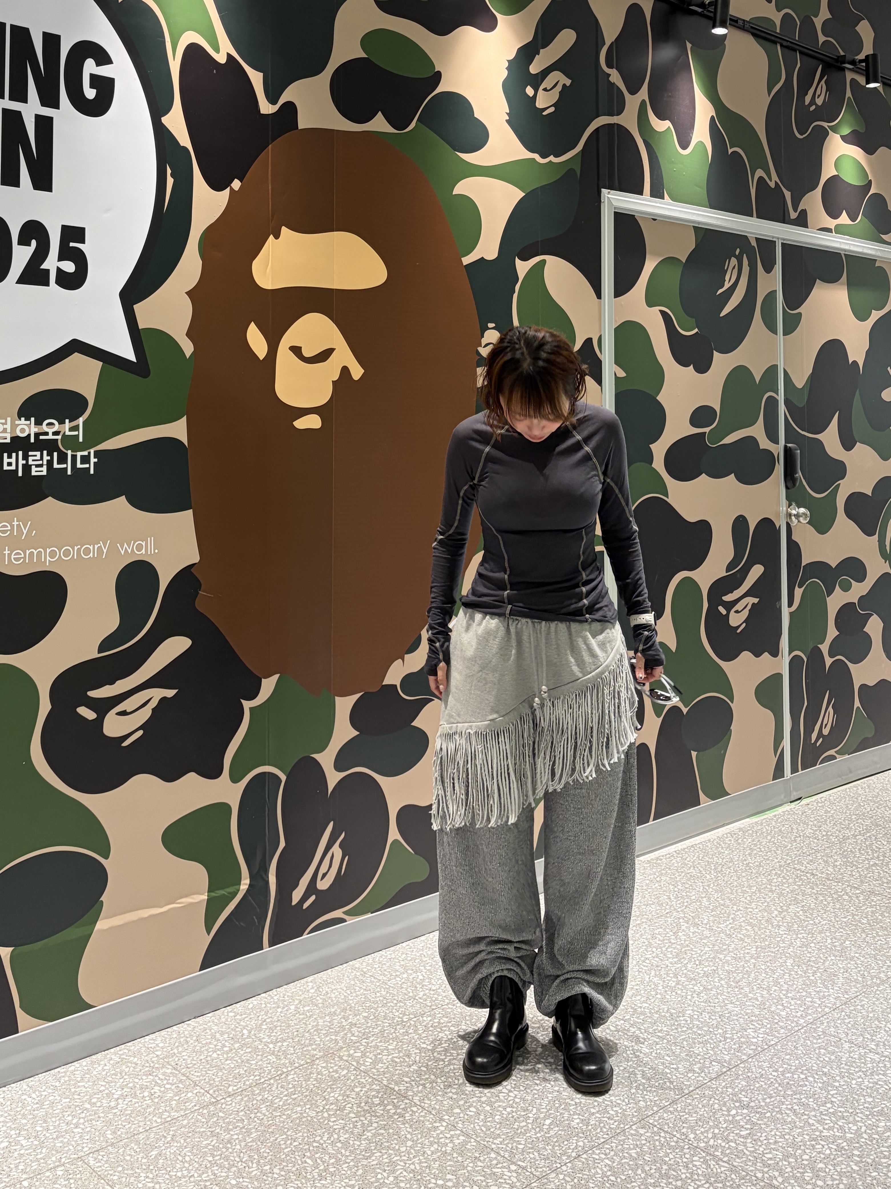 SOMSOC Phaze Fringe Pants Melange Grey, Oakley Eye Jacket Redux Silver Frame Prizm Black Polarized Lenses High Bridge Fit 착용 스타일 - 4