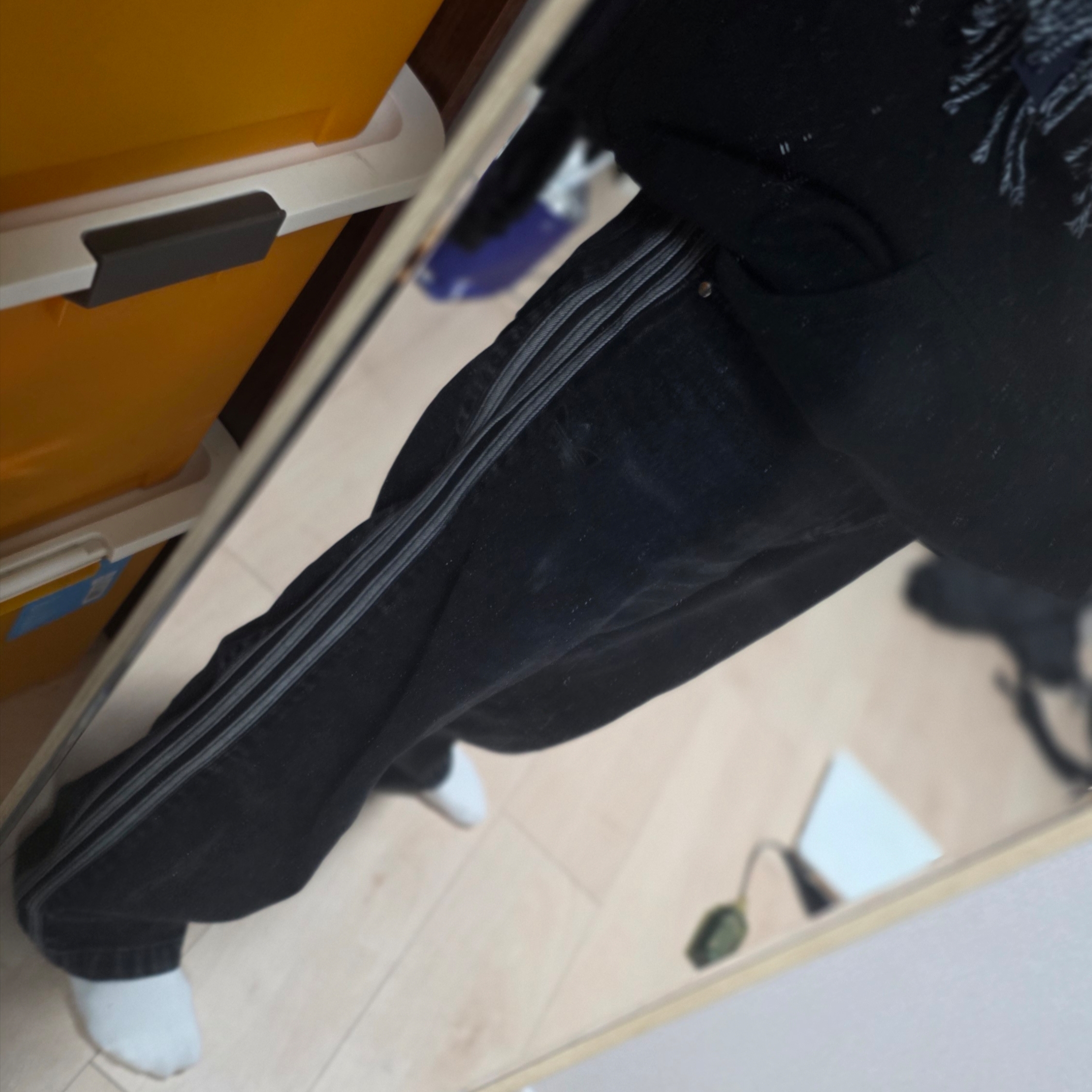 Adidas Adicolor Denim Firebird Pants True Black Denim - KR Sizing 착용 스타일 - 2