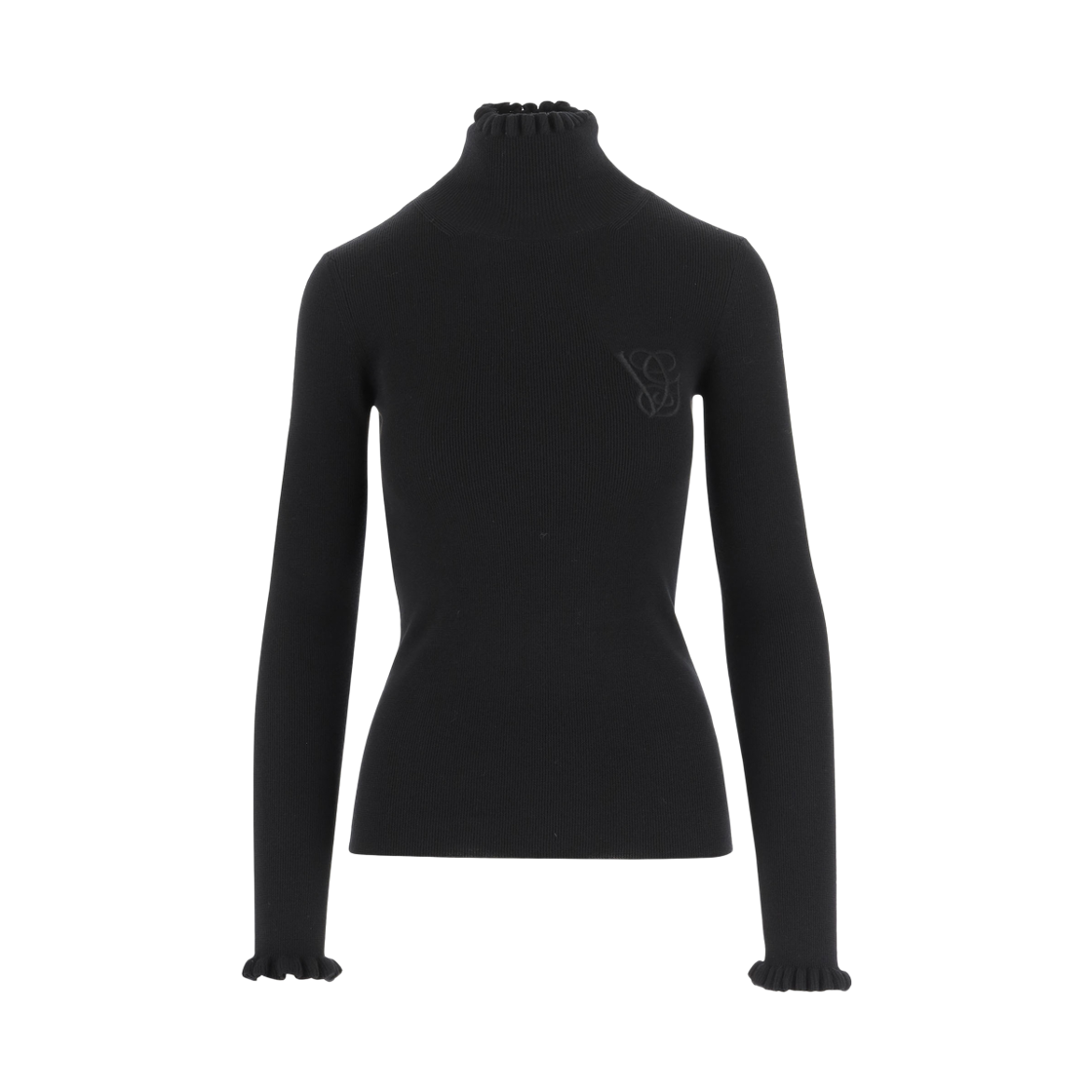 (W) 발렌티노 러플 칼라 울 니트웨어 블랙((W) Valentino Ruffled Collar Wool Knitwear Black)