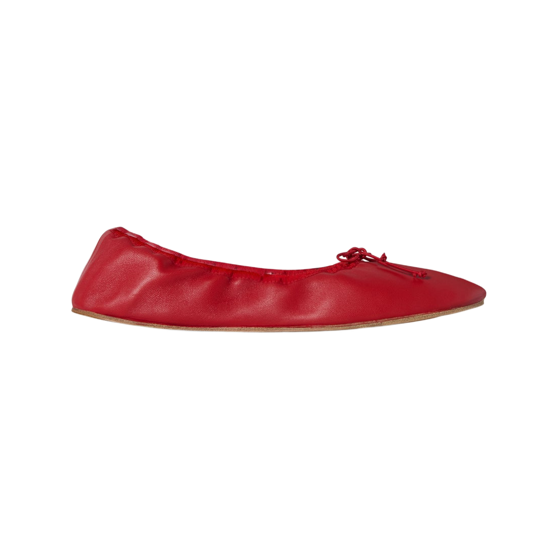 F1637N66LQR (W) The Row Leather Round Ballet Flats Lacquer Red