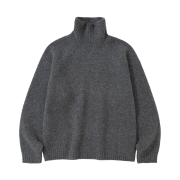 Knitted Boucle Turtle-Neck Knit Charcoal