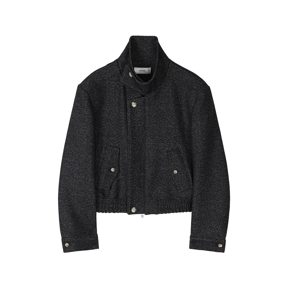 웨이비니스 하이 넥 카라 자켓 블랙(Waviness High Neck Collar Jacket  Black)