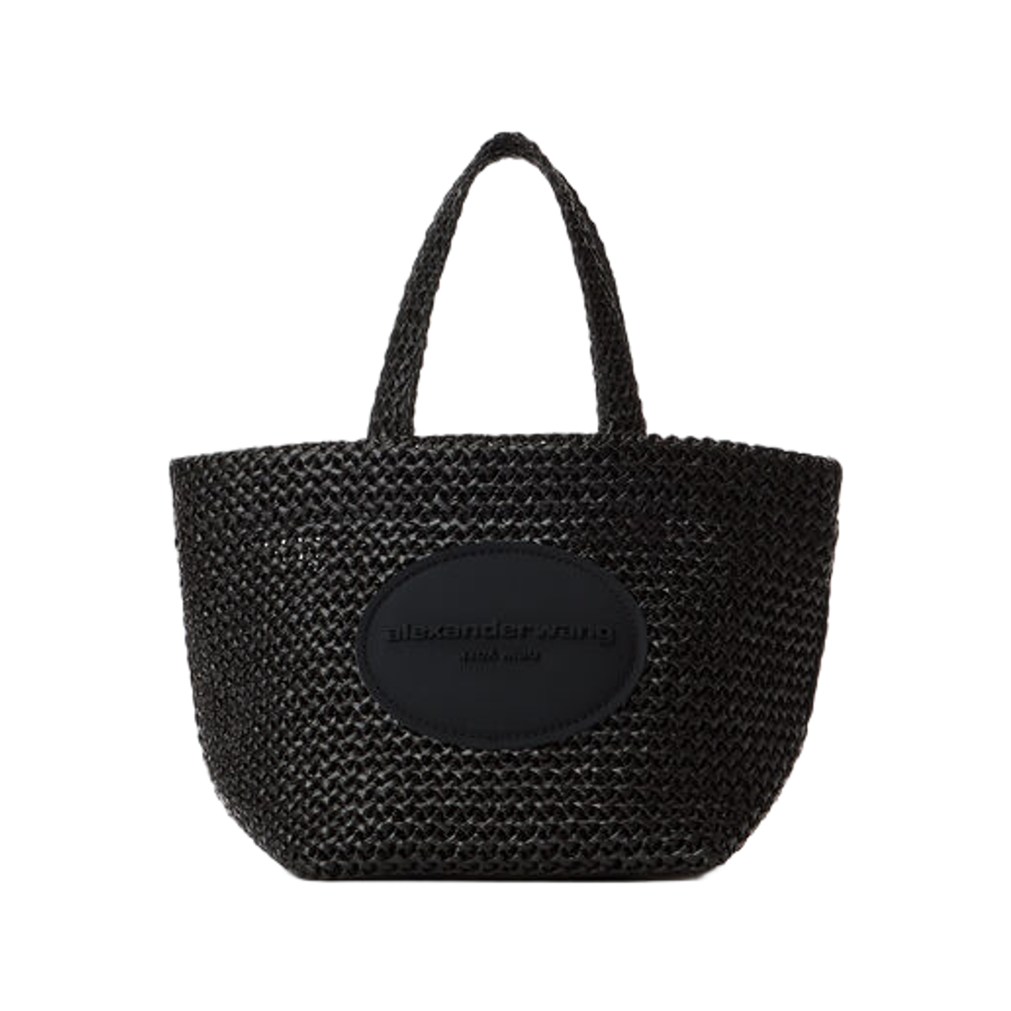 20225T96M001 Alexander Wang Punch Small Tote Bag in Raffia Black