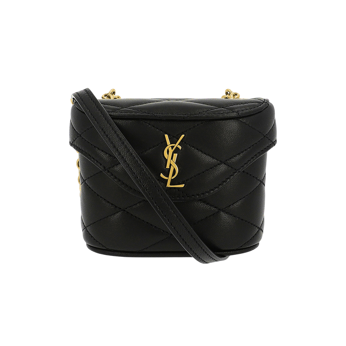 766793 1EL07 1000 [13% 쿠폰] Saint Laurent Cassandre Monogram Quilting Micro Box Chain Shoulder Bag Black