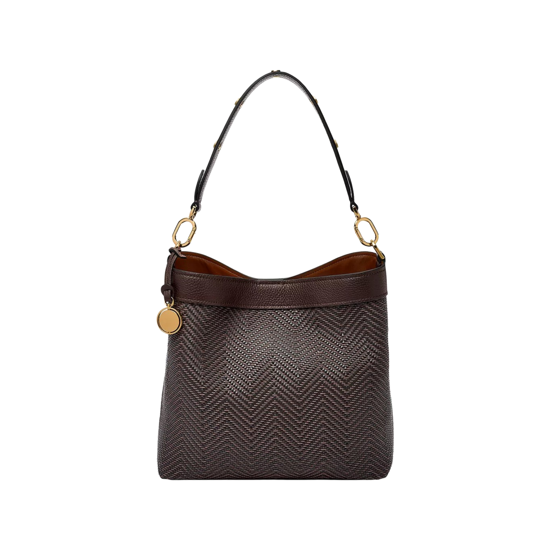 파슬 제시 우븐 버킷 숄더백 초콜릿 우븐(Fossil Jessie Woven Bucket Shoulder Bag Chocolate Woven)