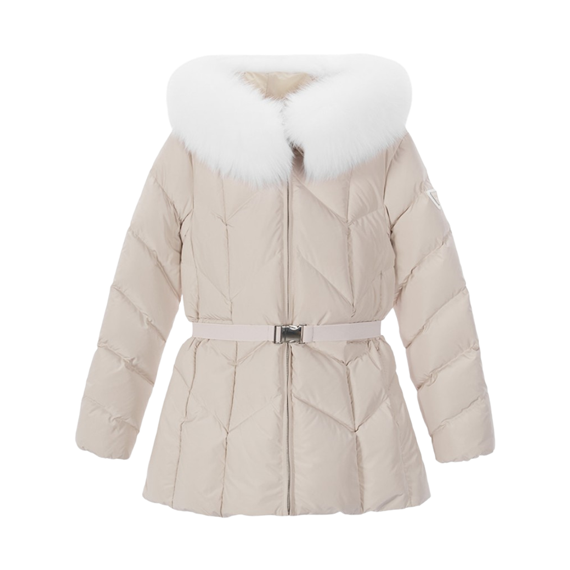 (W) 게스 폭스 후드 다운 자켓 베이지((W) Guess Fox Hooded Down Jacket Beige)