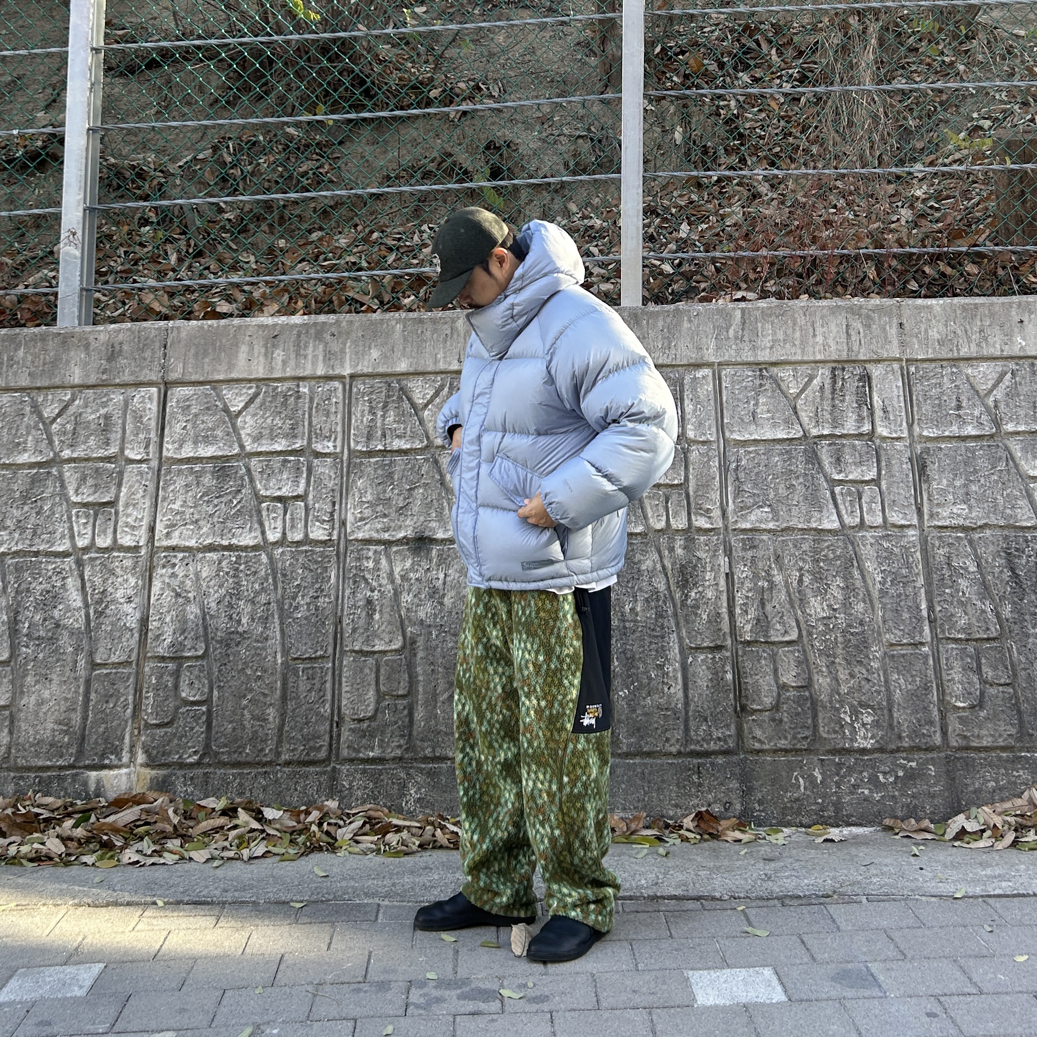 Human Made 6-Panel Wool Cap Green, Supreme 700-Fill Down Lightweight Puffer Jacket Light Blue - 24FW 착용 스타일