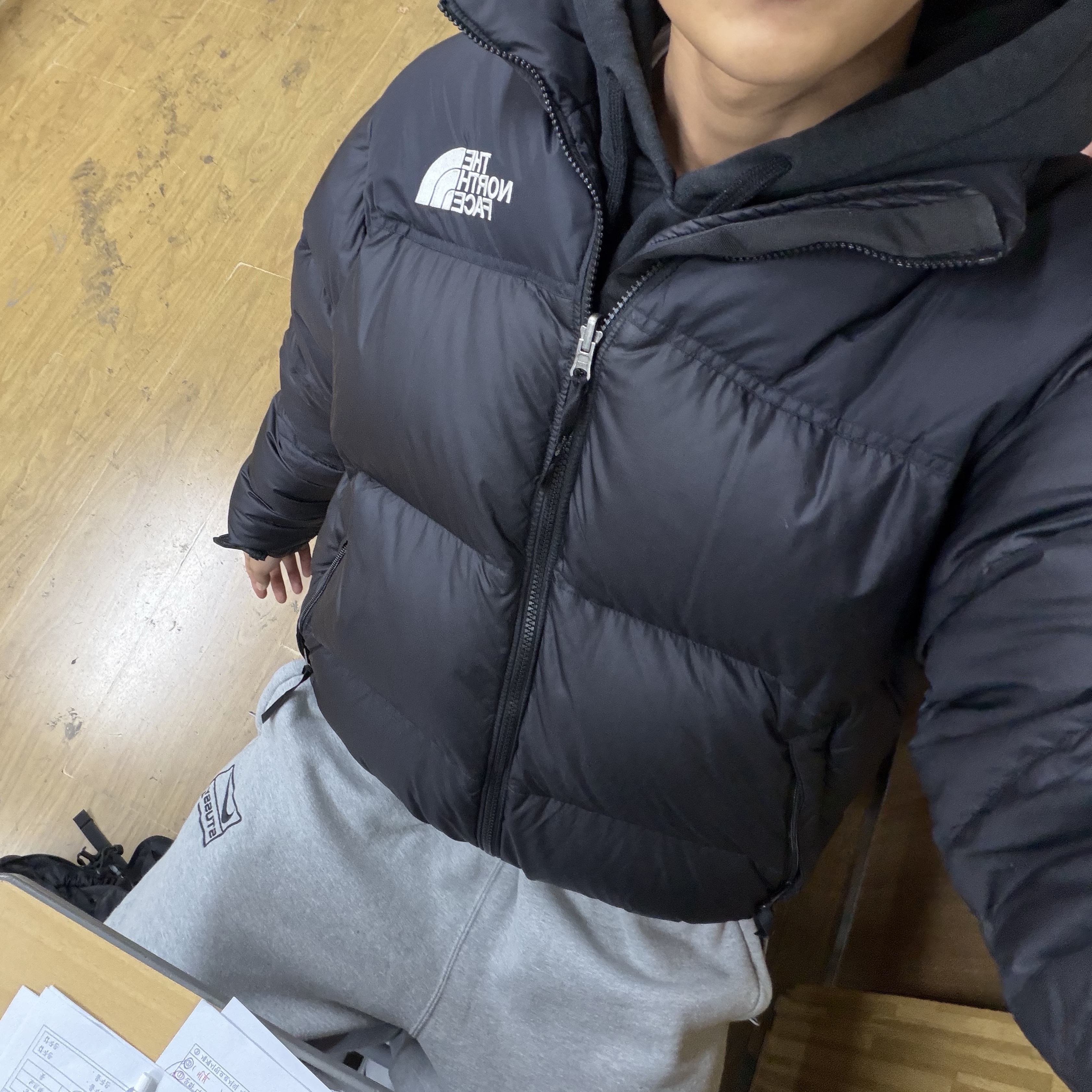 The North Face 1996 Eco Nuptse Jacket Black, Stussy Basic Stussy Hoodie Black 착용 스타일