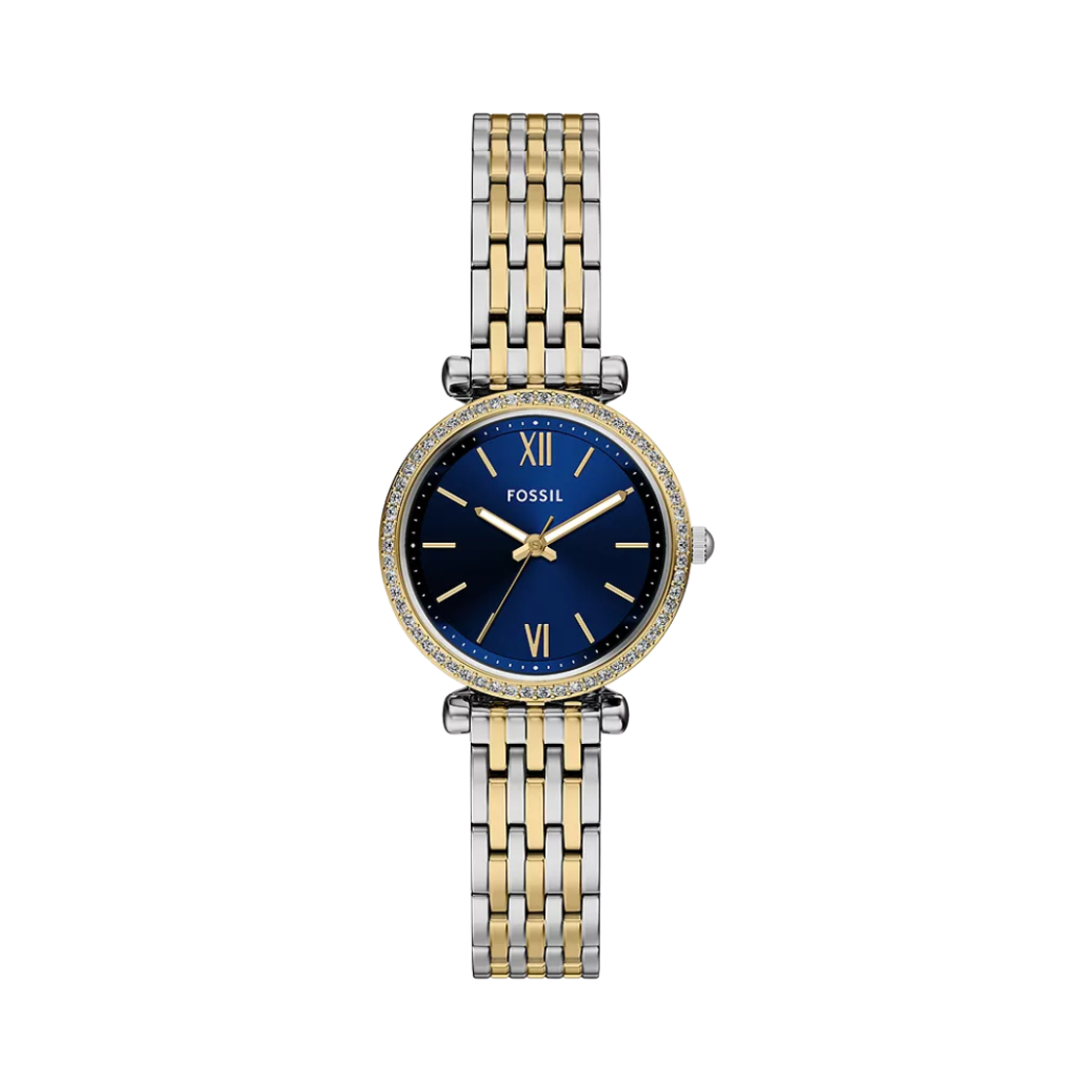 ES5438 (W) Fossil Carlie Quartz Three-Hand 28mm Two-Tone Stainless Steel Blue Silver Gold