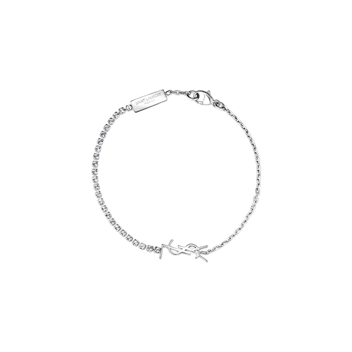 712345 Y1526 8162 [13% 쿠폰] (W) Saint Laurent Opyum Charm Bracelet in Metal and Rhinestone Palladium