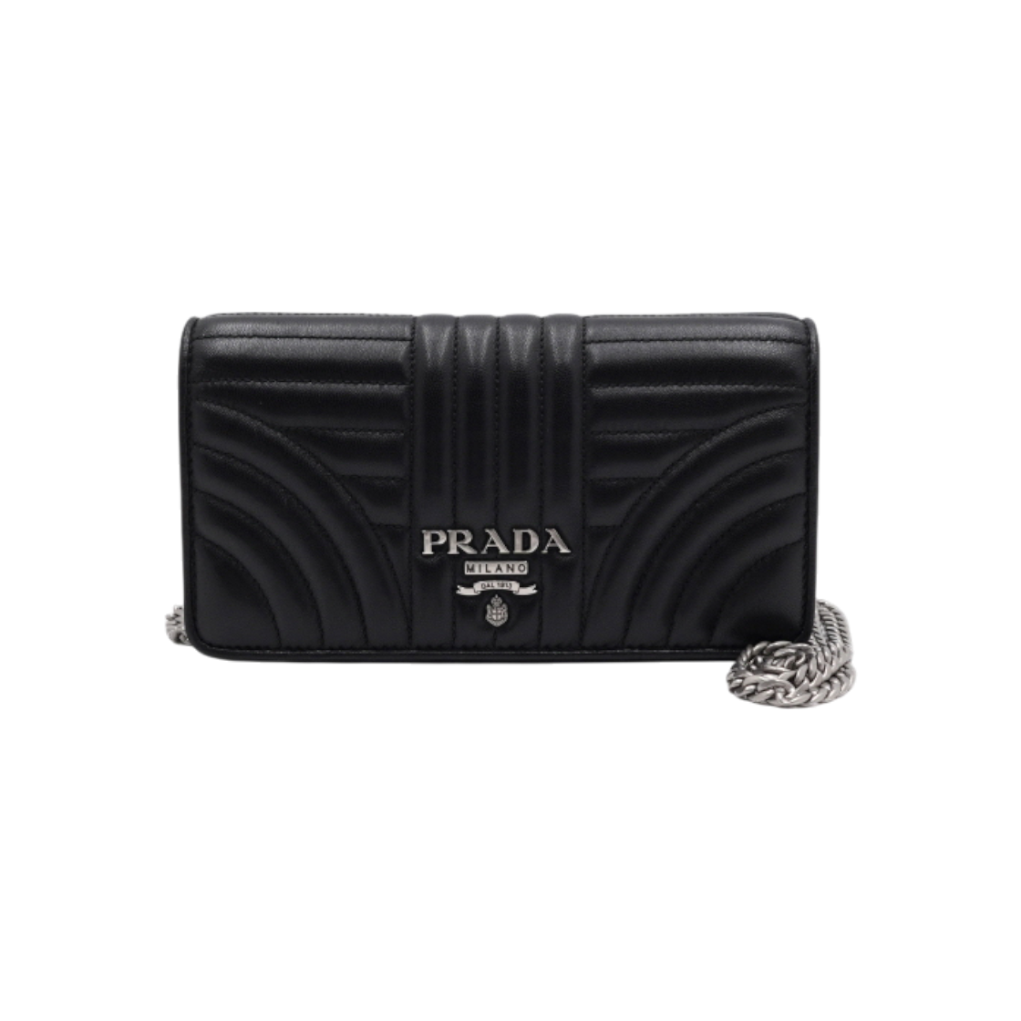 ITNHC6QO5HBO Prada Diagram Mini Silver Chain Crossbody Bag
