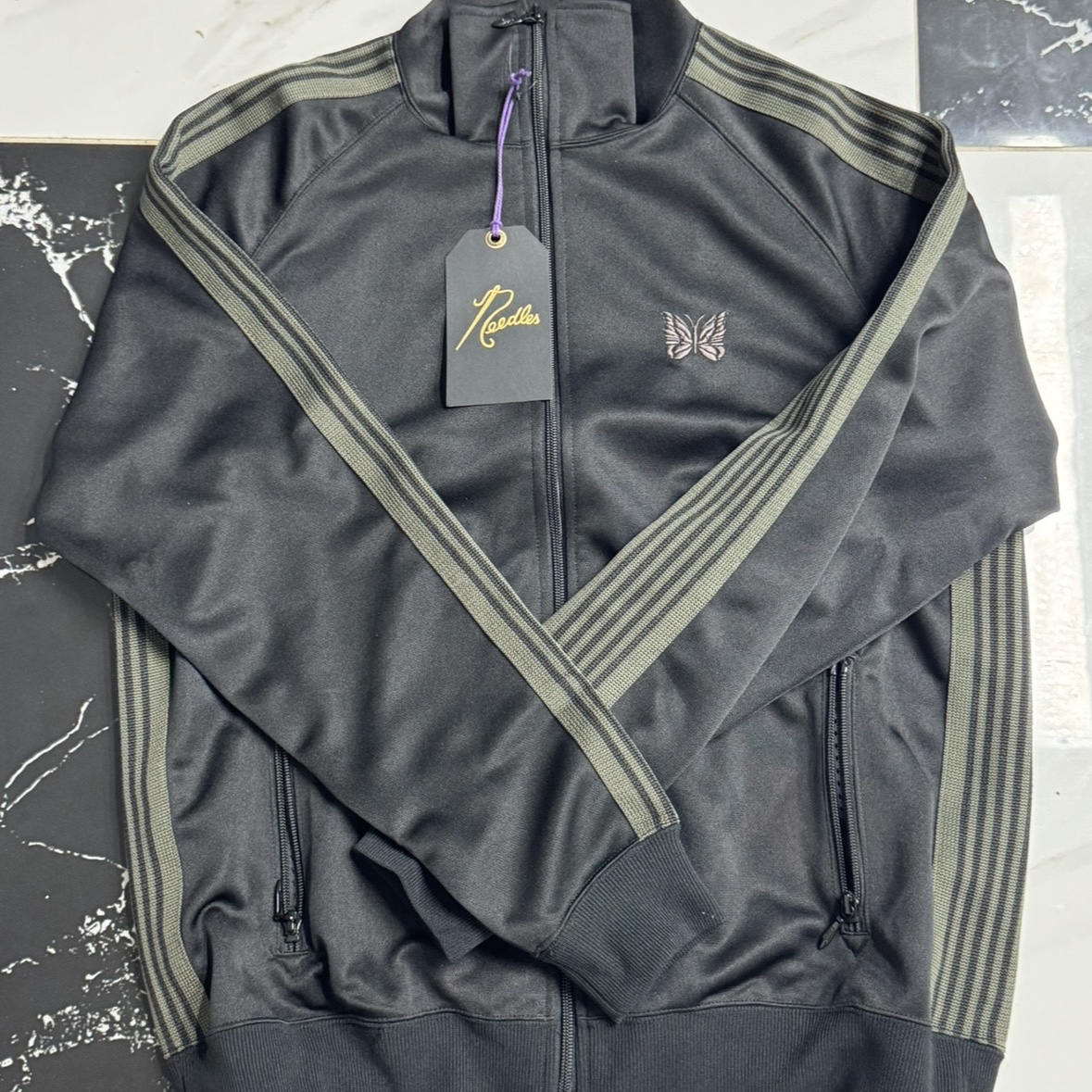 Needles x B'2nd H.D. Track Jacket Poly Smooth Black 착용 스타일