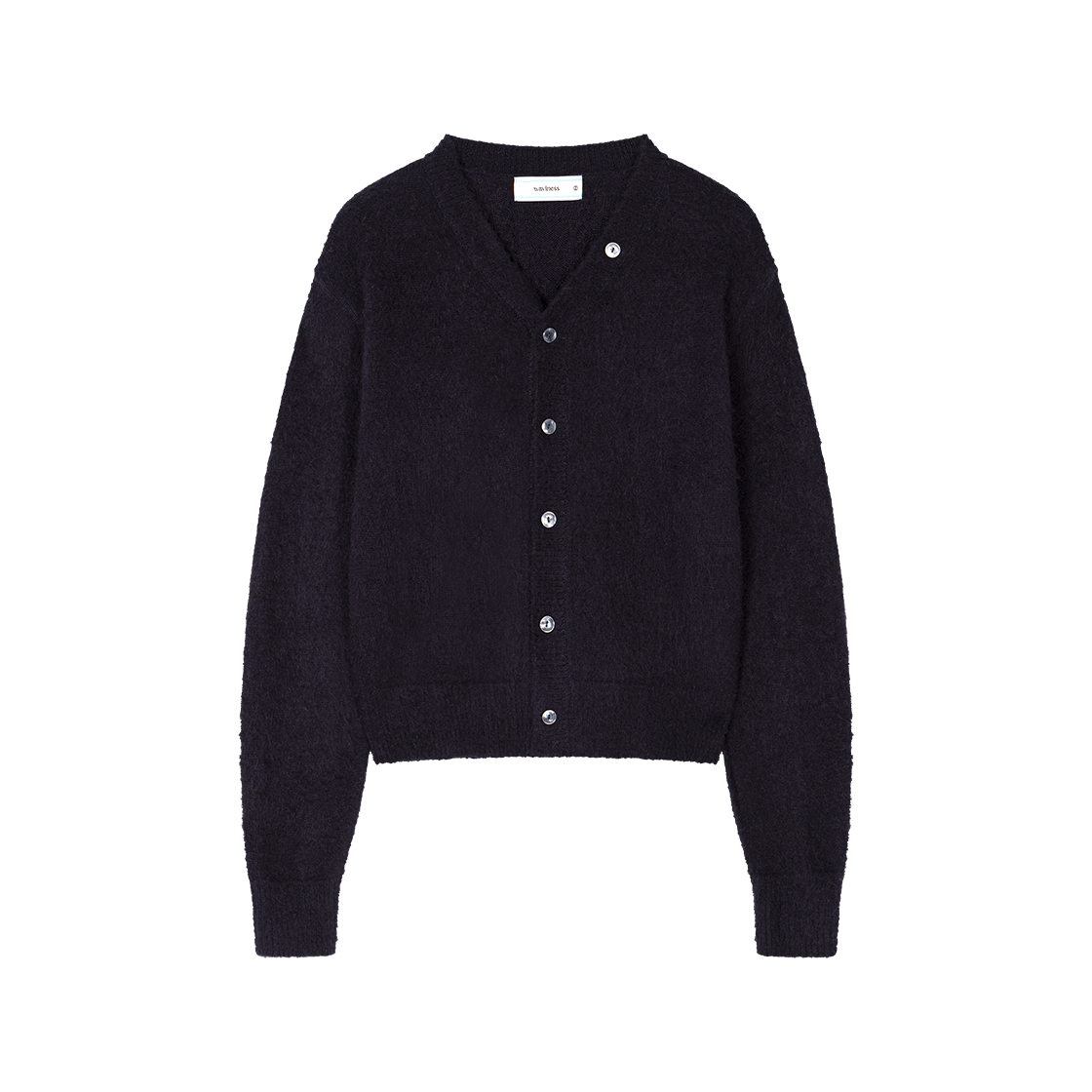 웨이비니스 버튼 포인트 브이넥 가디건 딥 네이비(Waviness Button Point V-neck Cardigan Deep Navy)