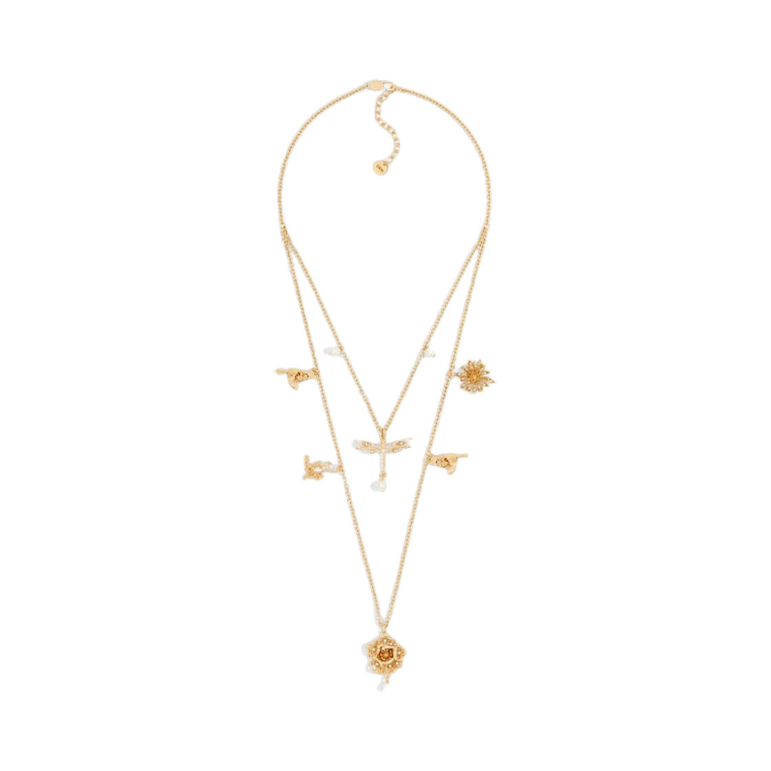 디올 쟈뎅 네클리스 골드 피니쉬 메탈 화이트 레진 펄(Dior Jardin Necklace Gold Finish Metal White Resin Pearl) - 1